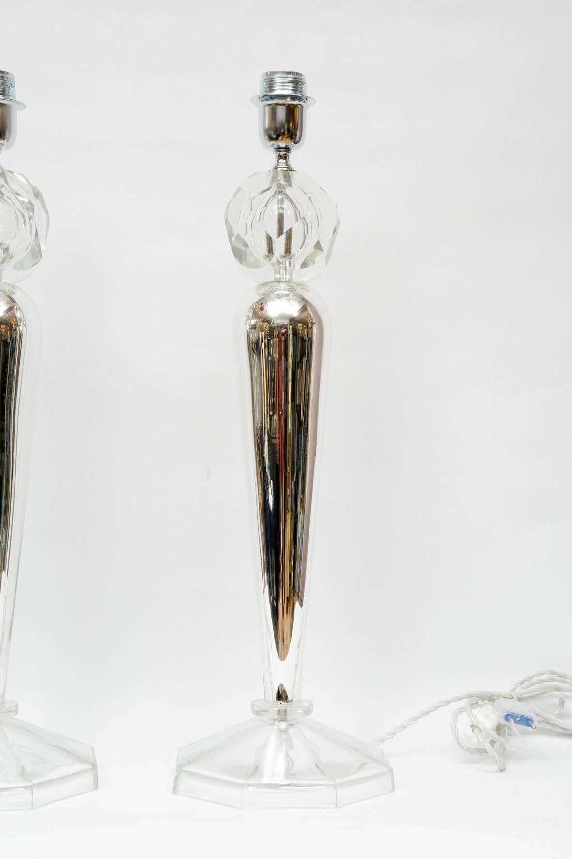 Late 20th Century Pair of Table Lamps in Murano Glass Signed 