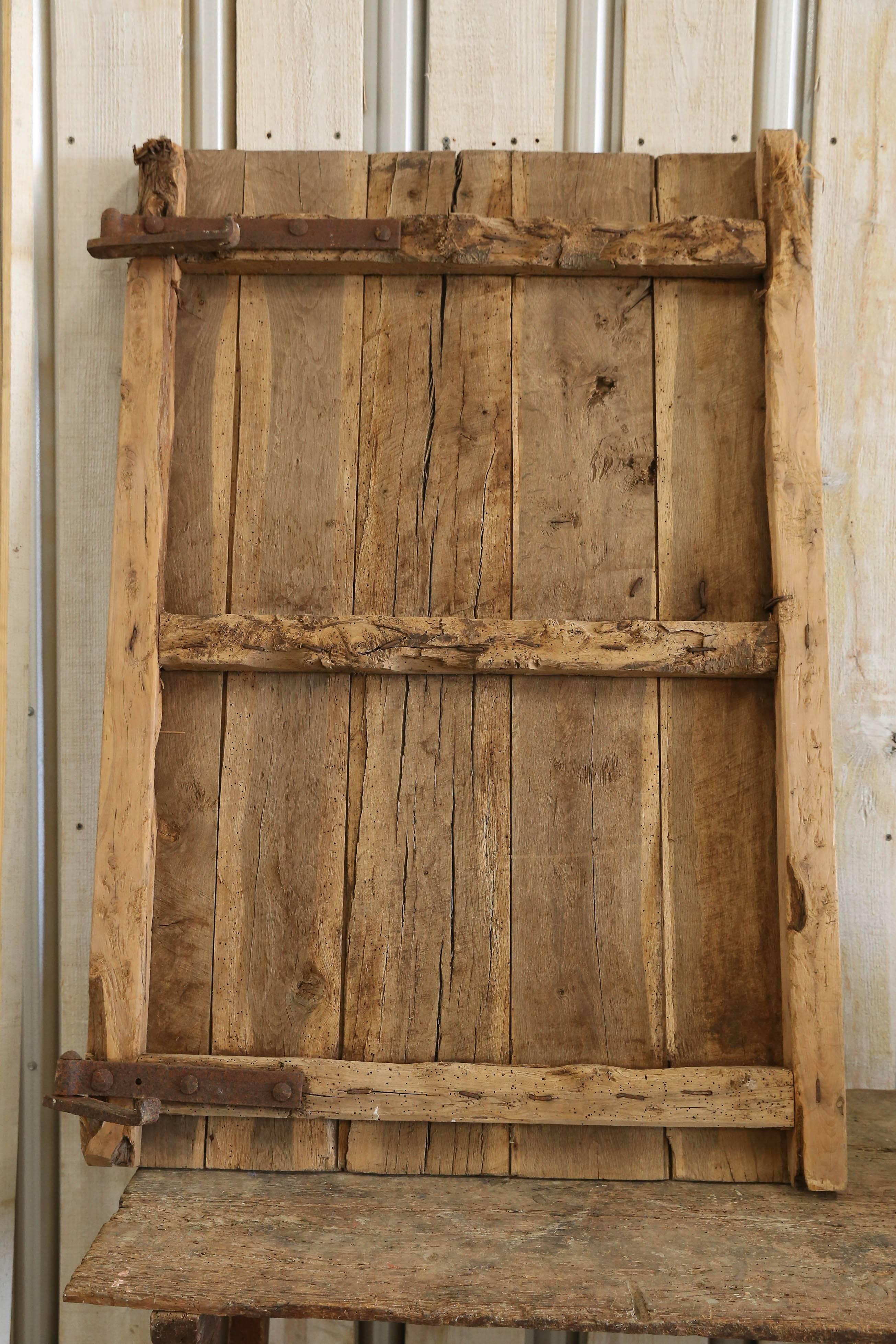18th Century or Earlier Chestnut Spanish Door with Original Iron Hardware 3