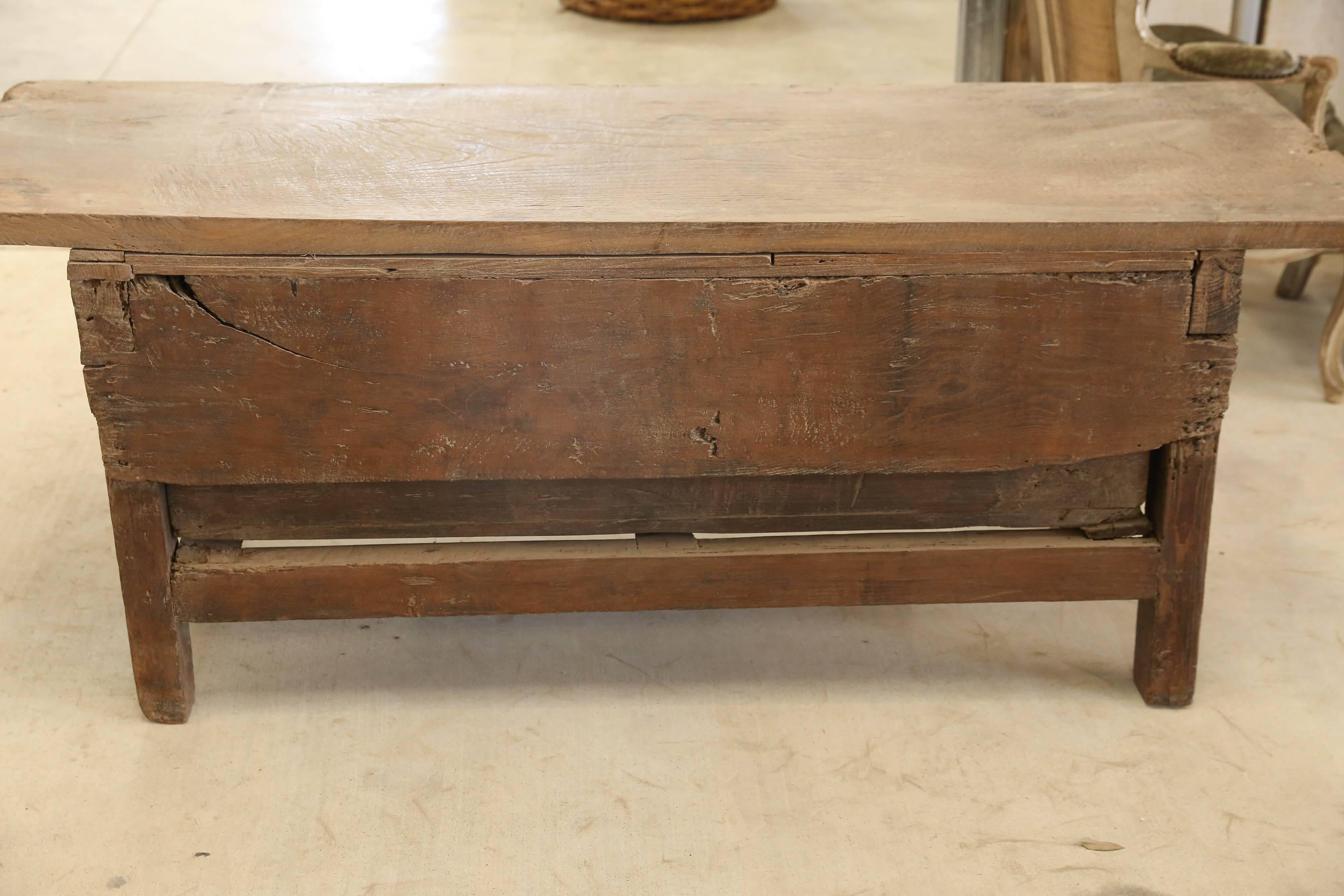 18th Century Chestnut Single Board Coffee Table from Catalonia Spain 2