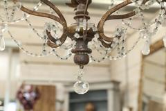 Italian Early 19th Century Draped Beaded Chandelier Iron and Wood