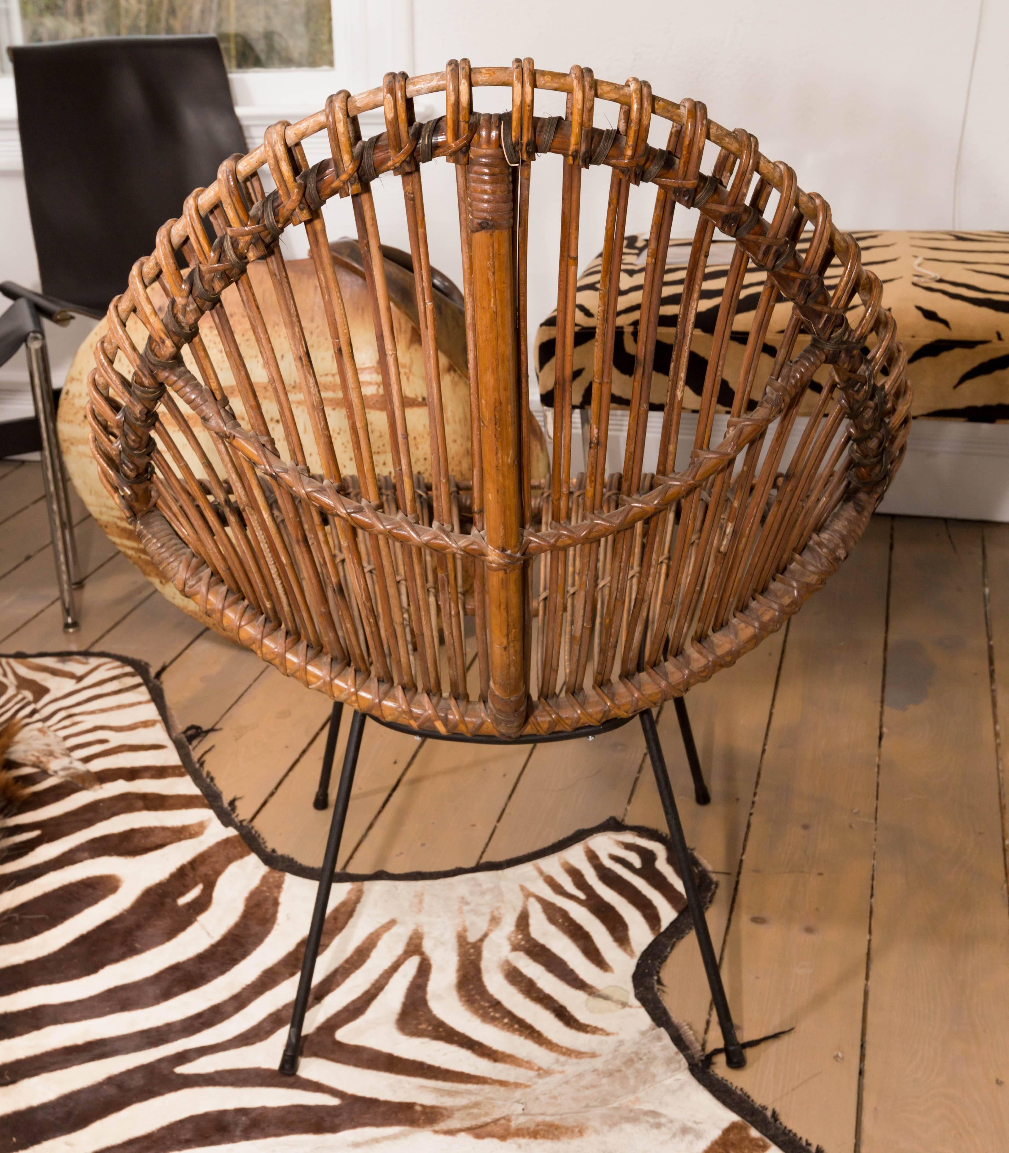 Hand-Woven Pair of Bamboo Chairs  For Sale