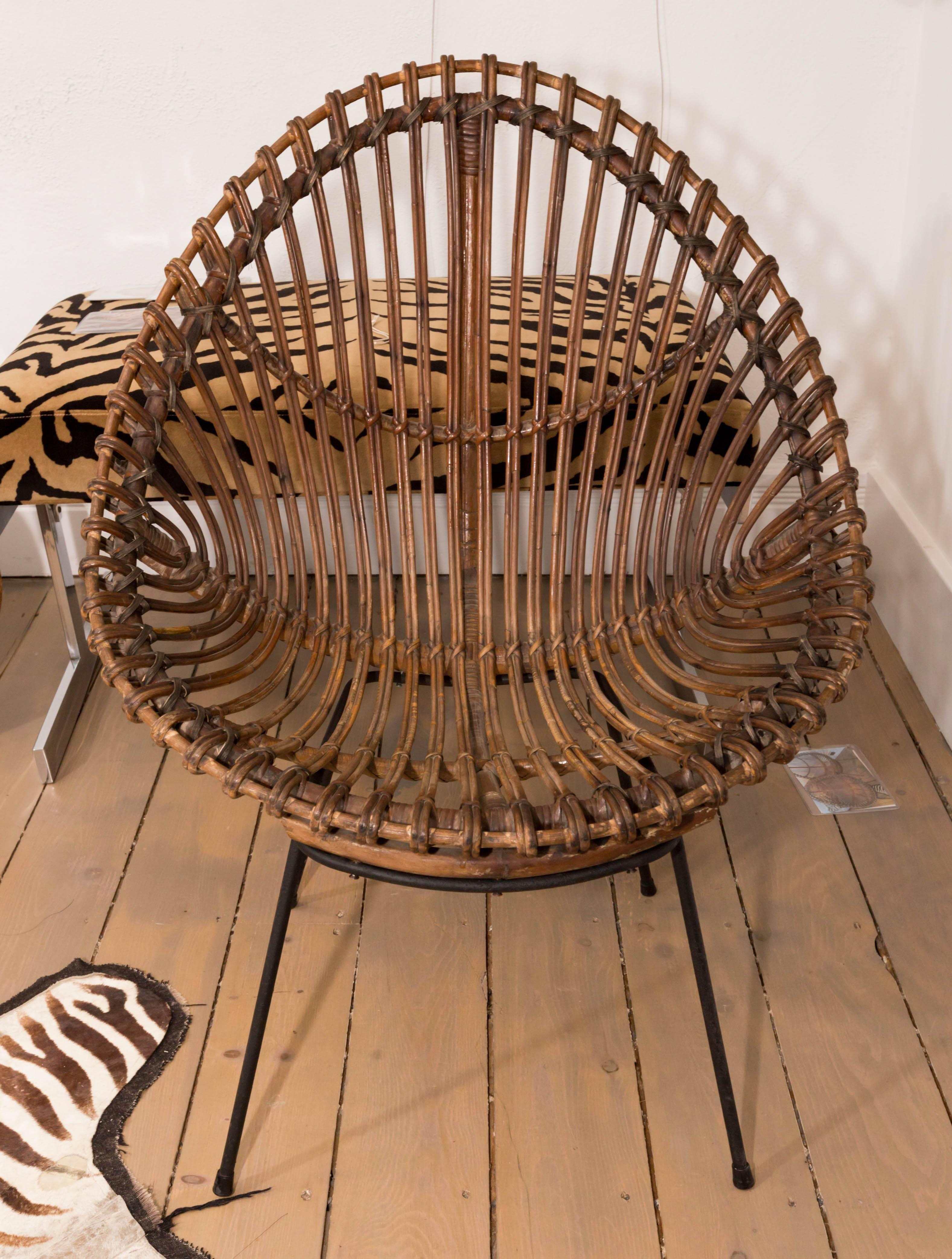 Pair of Bamboo Chairs  In Good Condition For Sale In Bridgehampton, NY
