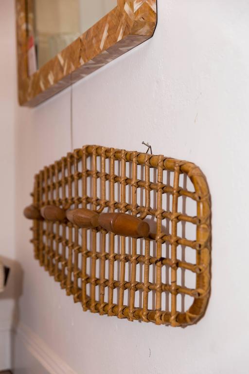 Woven Bamboo Four Hook Rack For Sale at 1stDibs