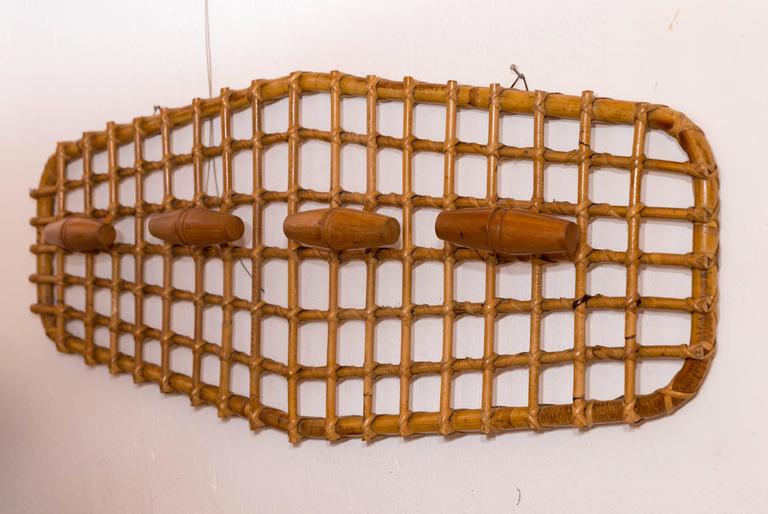 Woven Bamboo Four Hook Rack For Sale at 1stDibs