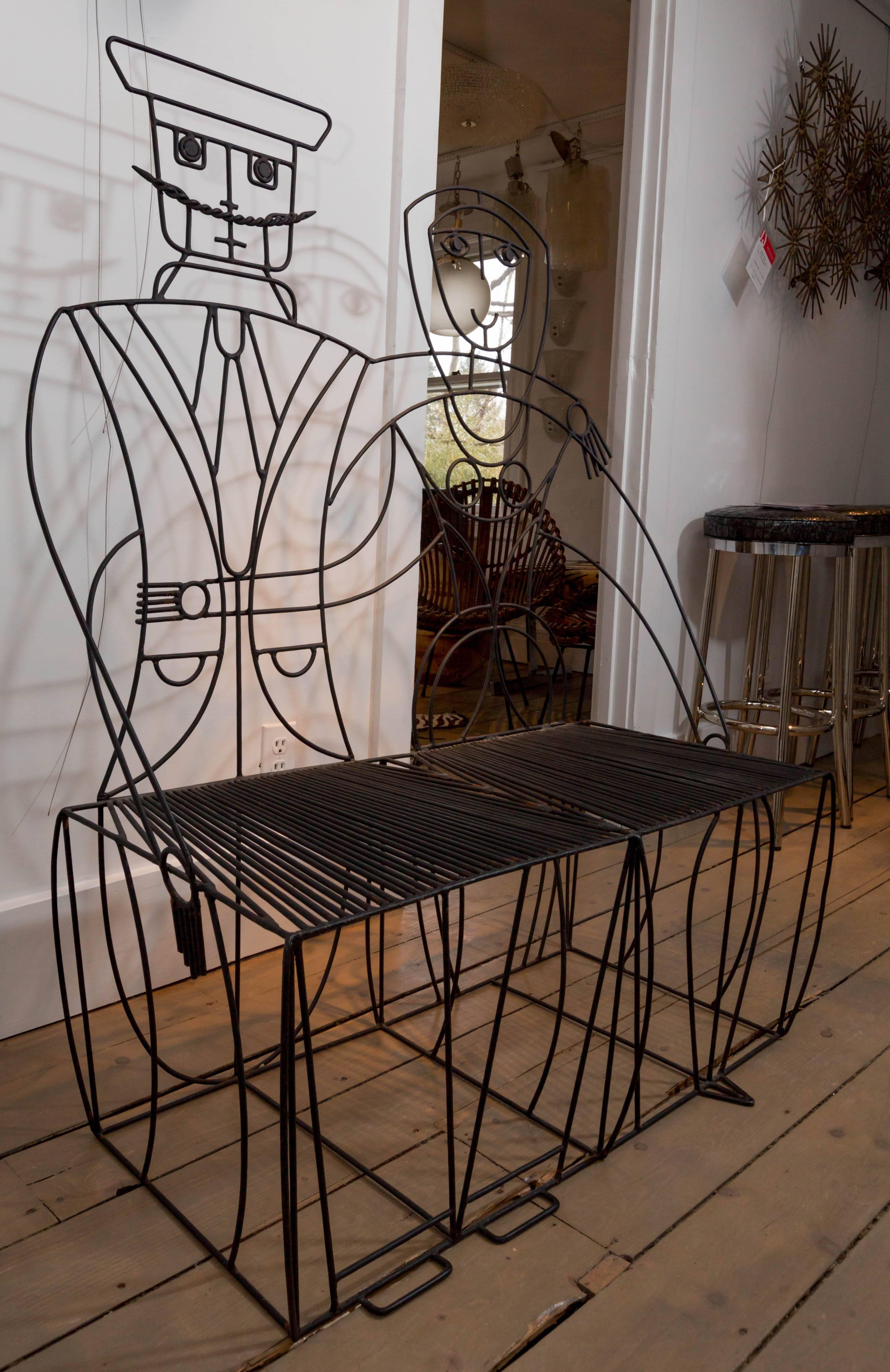20th Century Sculptural Wire Settee by John Risley