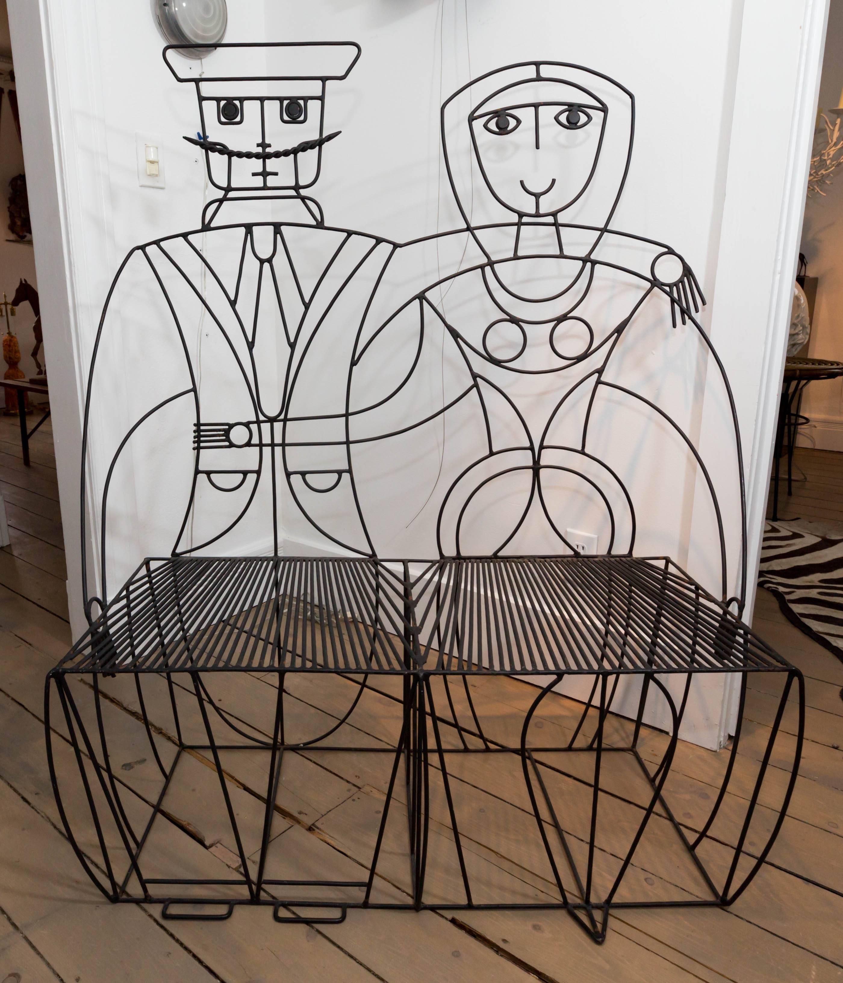 Sculptural Wire Settee by John Risley 1
