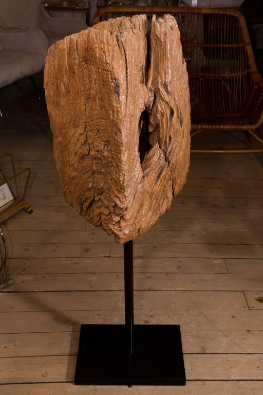 Unique Wood Sculpture on Metal Base For Sale at 1stDibs