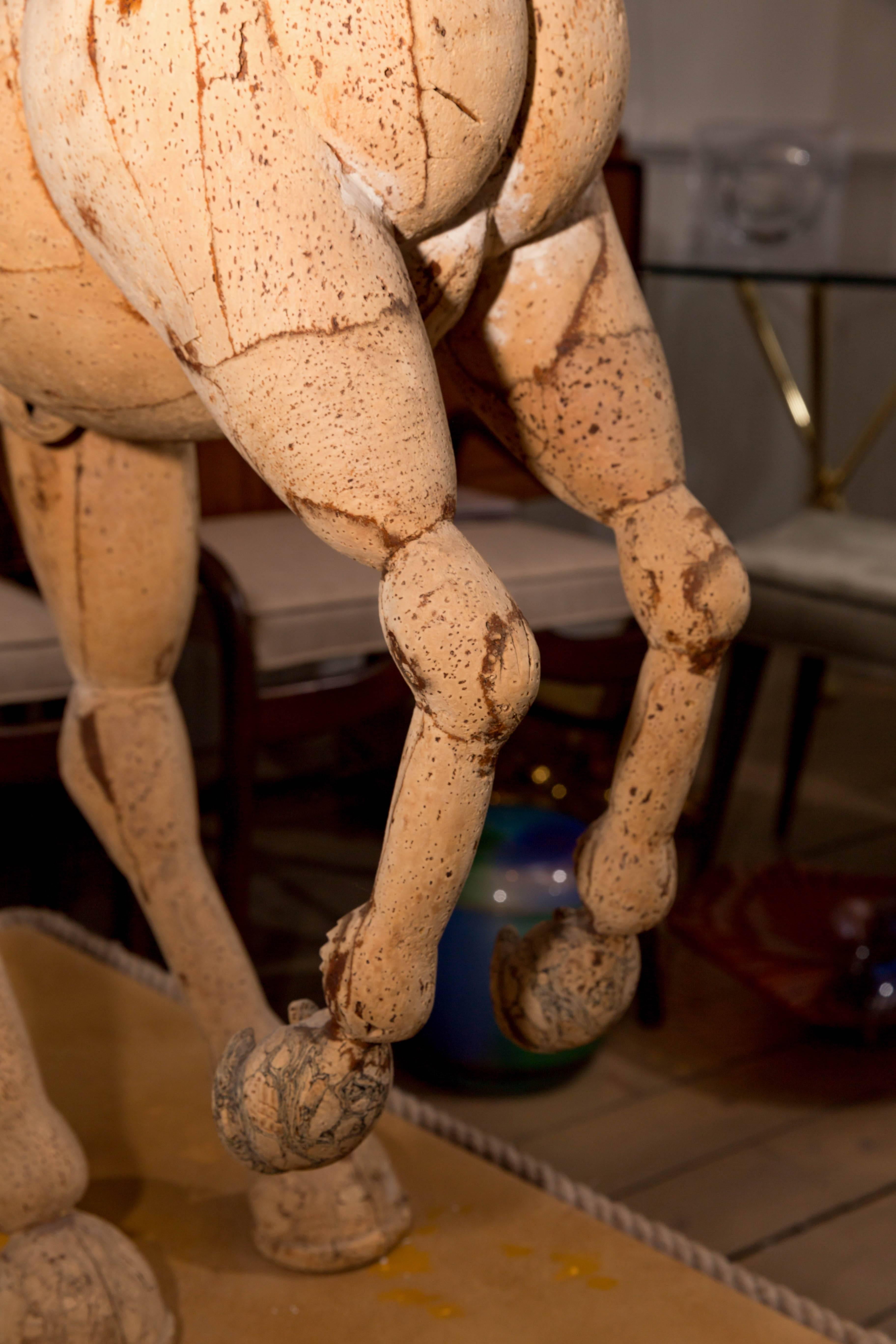 Centaur Sculpture of Cork and Nails on Pedestal by Janine Janet 2