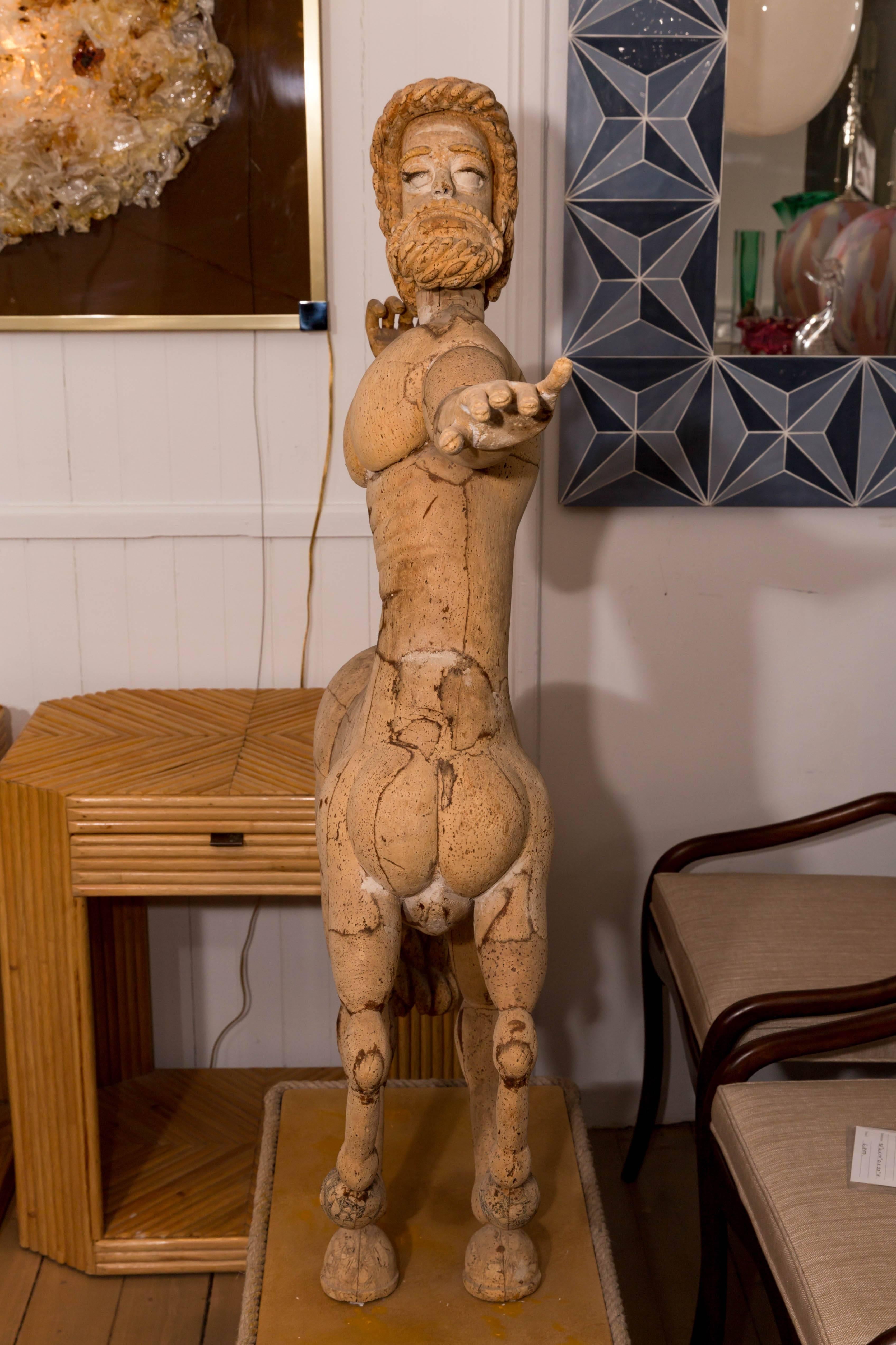 Centaur Sculpture of Cork and Nails on Pedestal by Janine Janet 3