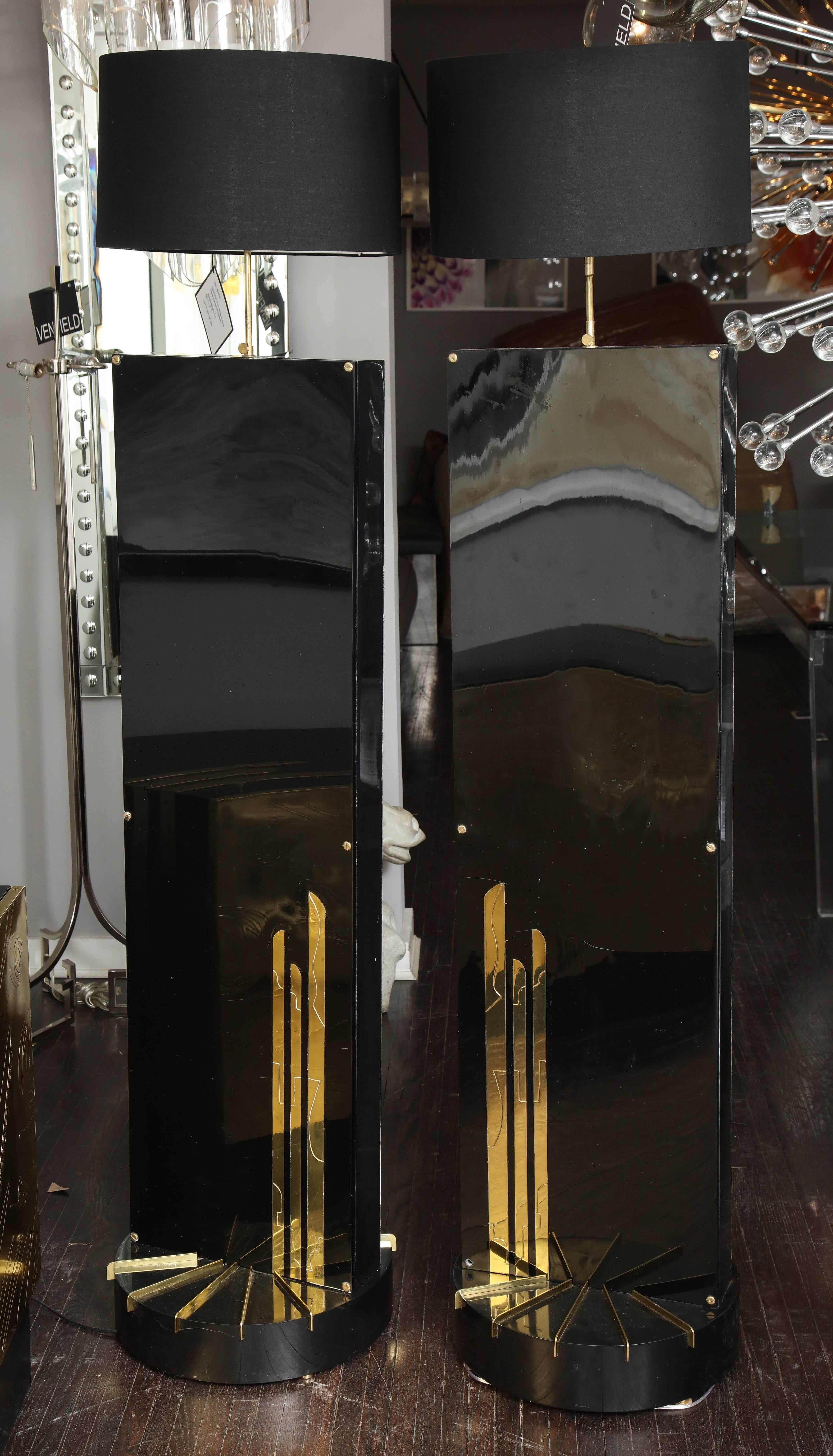 Monumental Pair of Brass Floor Lamps, Belgium 3