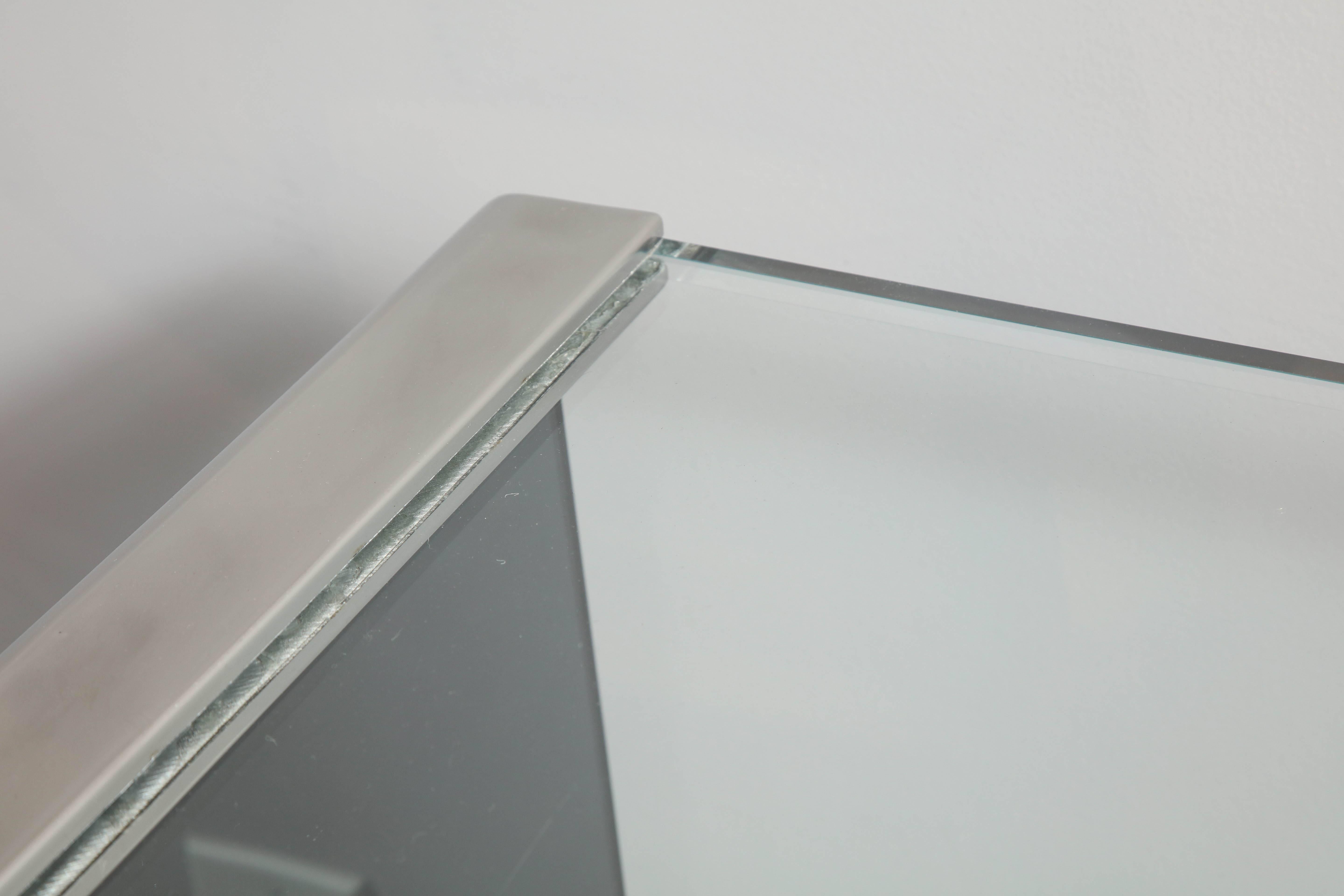 Modern Vintage Waterfall Desk in Chrome with Smoke and Clear Glass