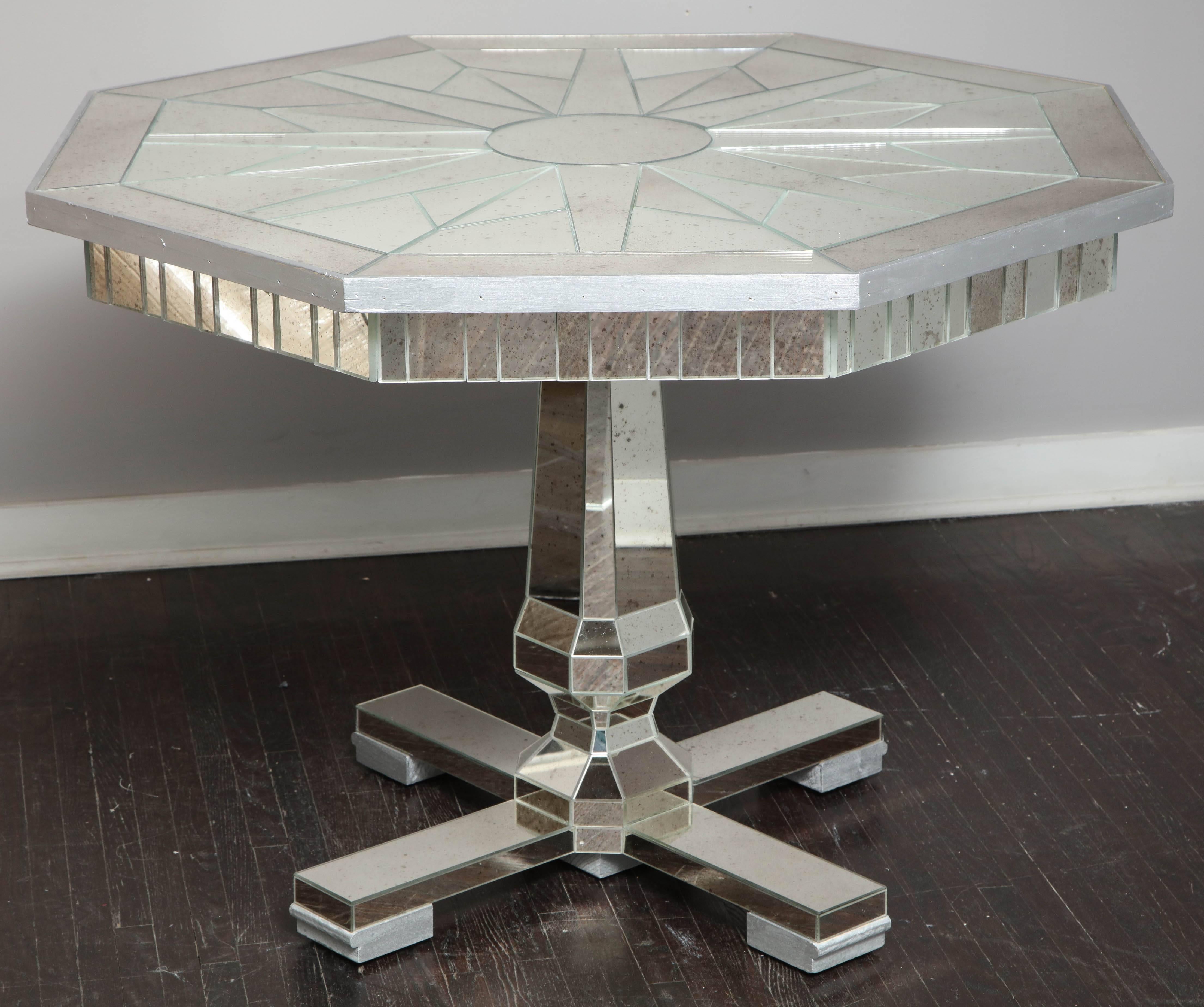 Late 20th Century Octagonal Mirrored Centre Hall Table For Sale
