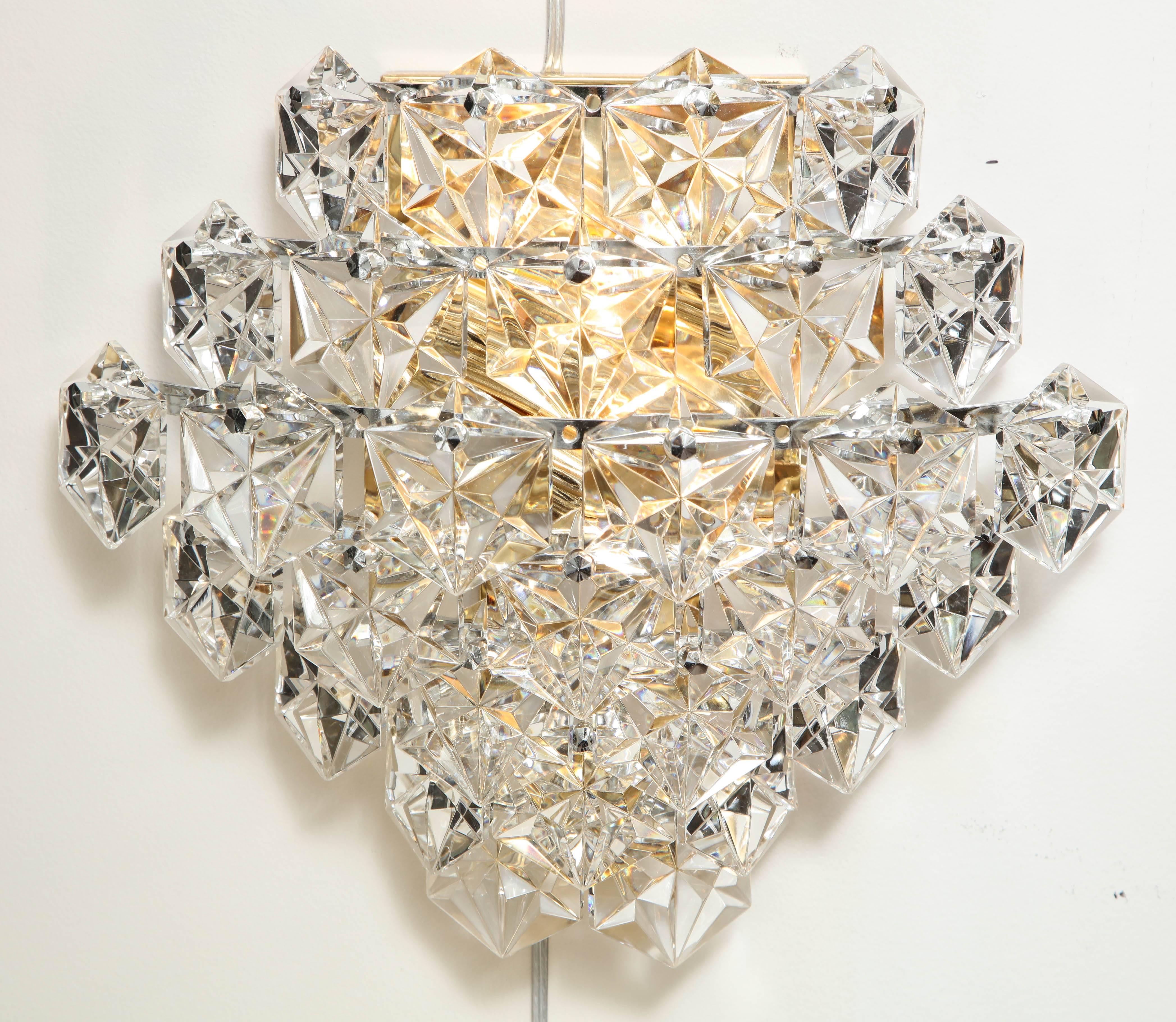 Glamorous Vintage Kinkeldey Crystal Sconces In Excellent Condition In New York, NY
