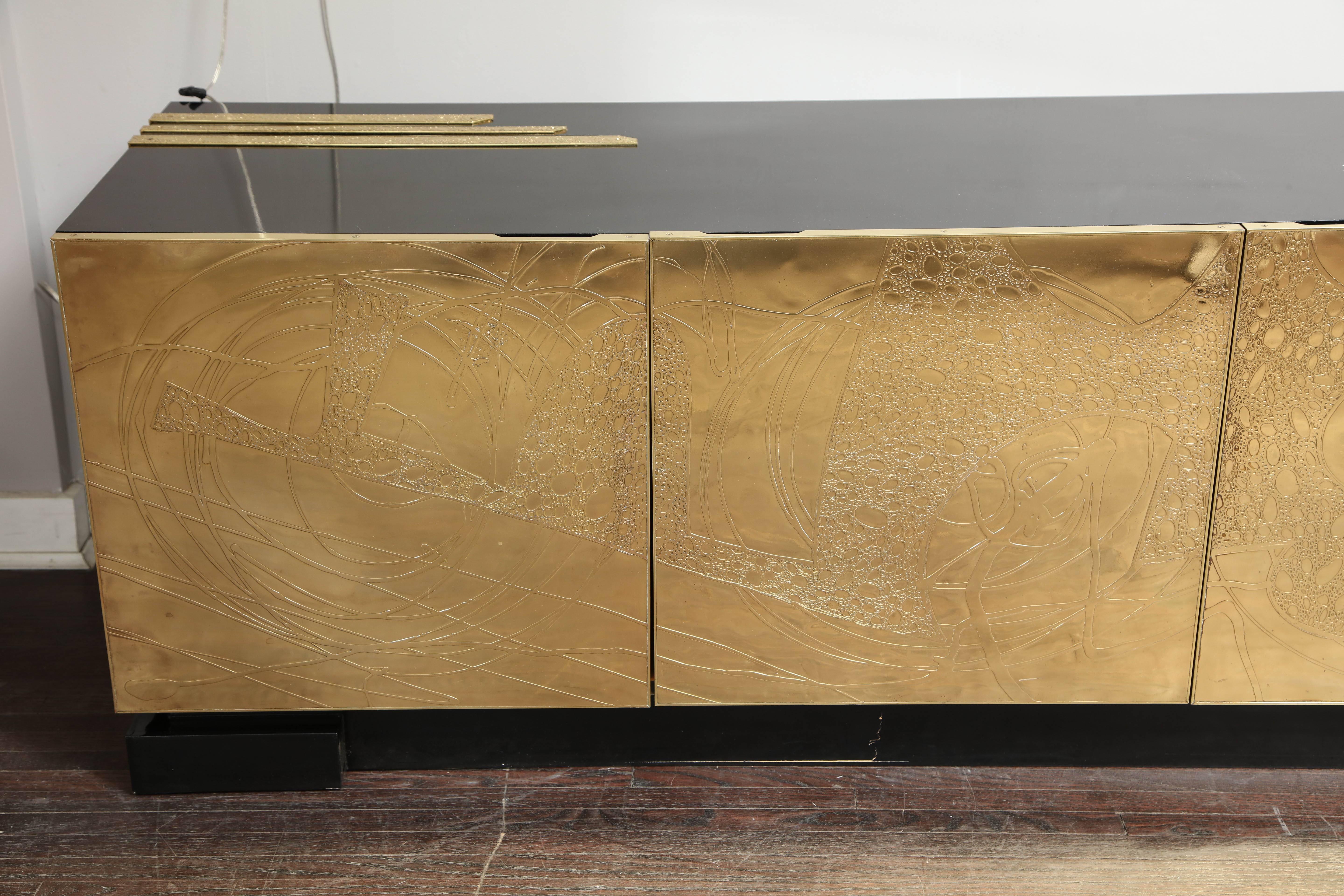 Monumental Belgian Side Board with Etched Brass Doors 3