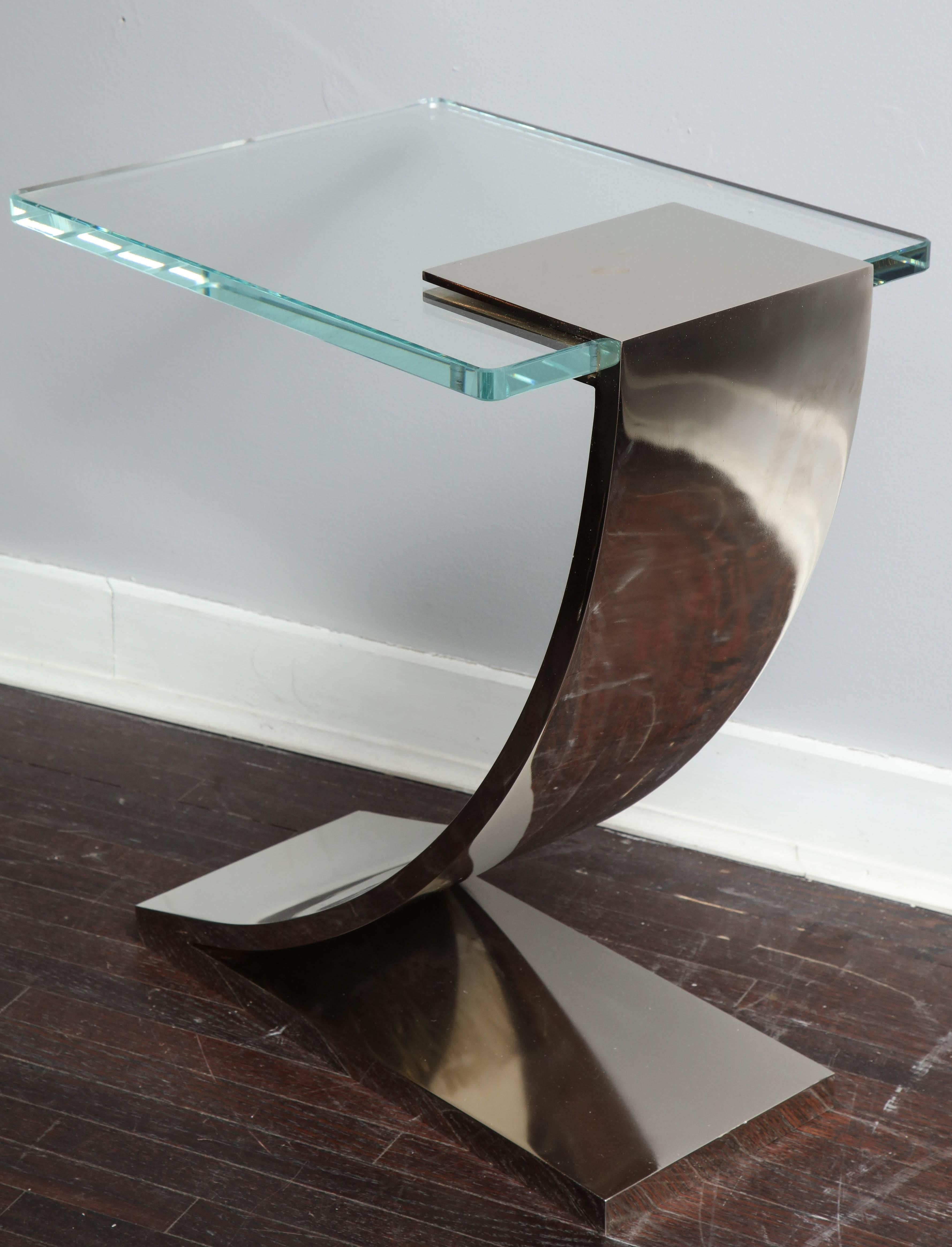 Custom Nickel Plated Z Side Table In New Condition In New York, NY