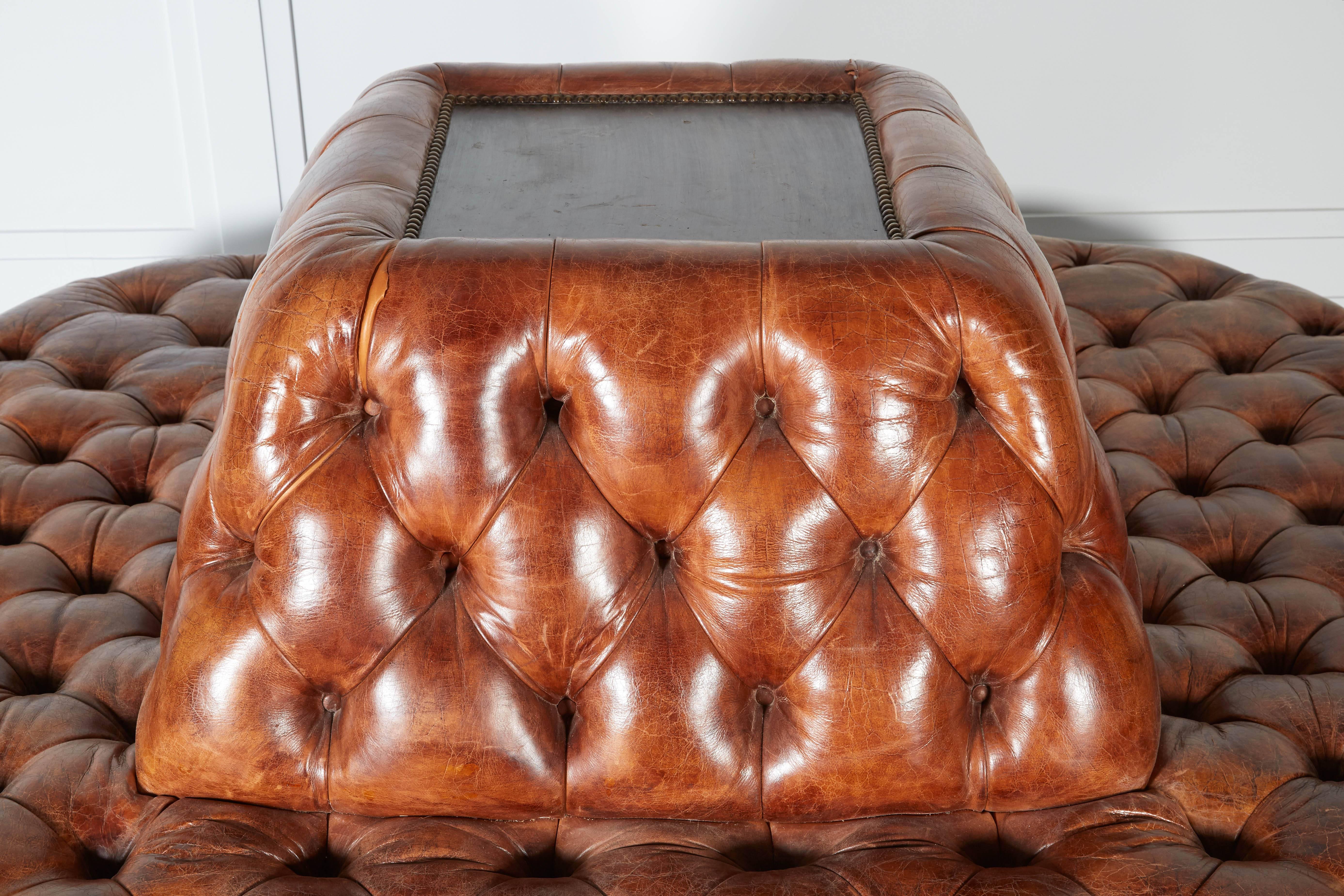 One of a Kind Tufted Leather Bench 1