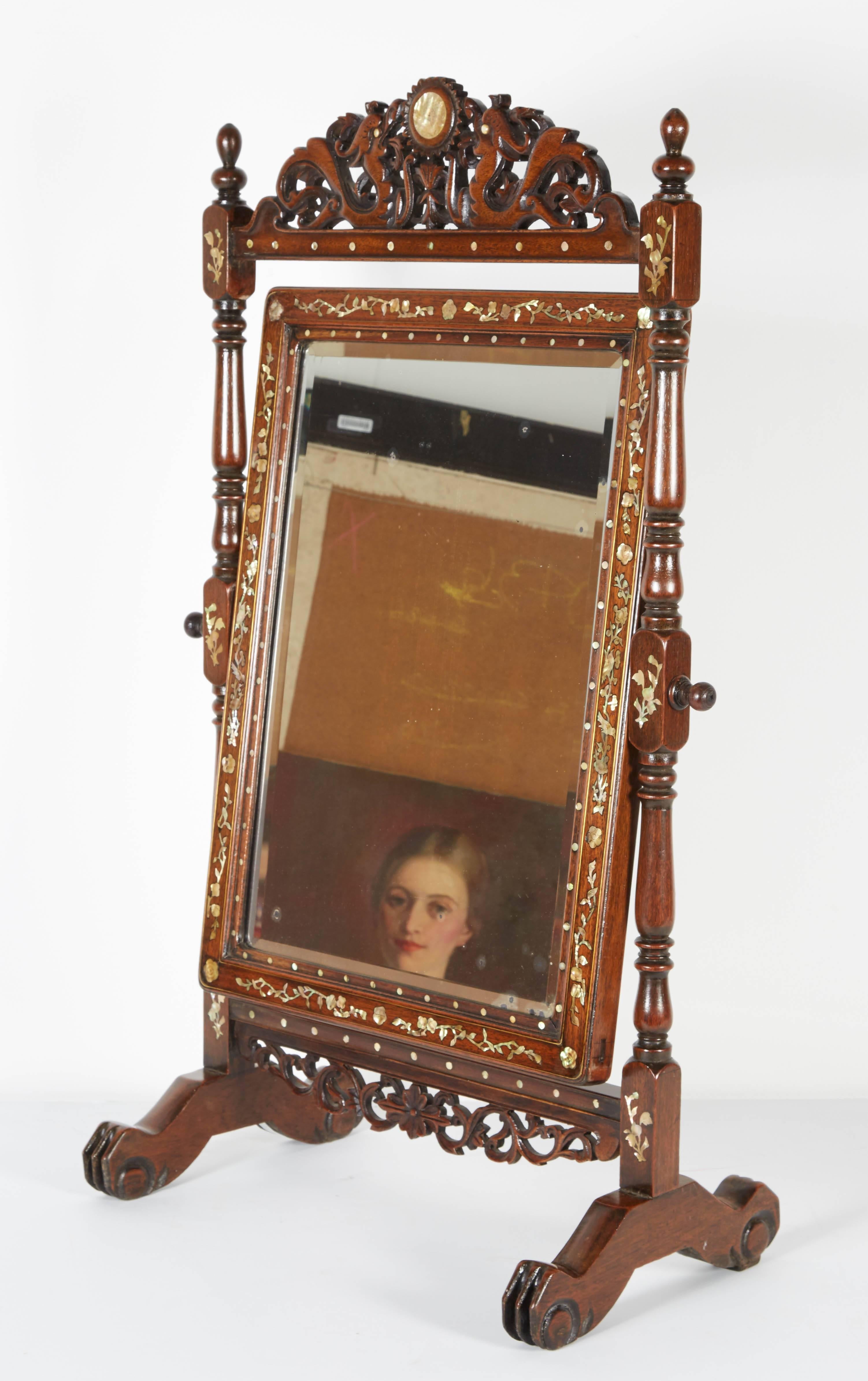 20th Century Mother-of-Pearl Inlay Table Mirror For Sale