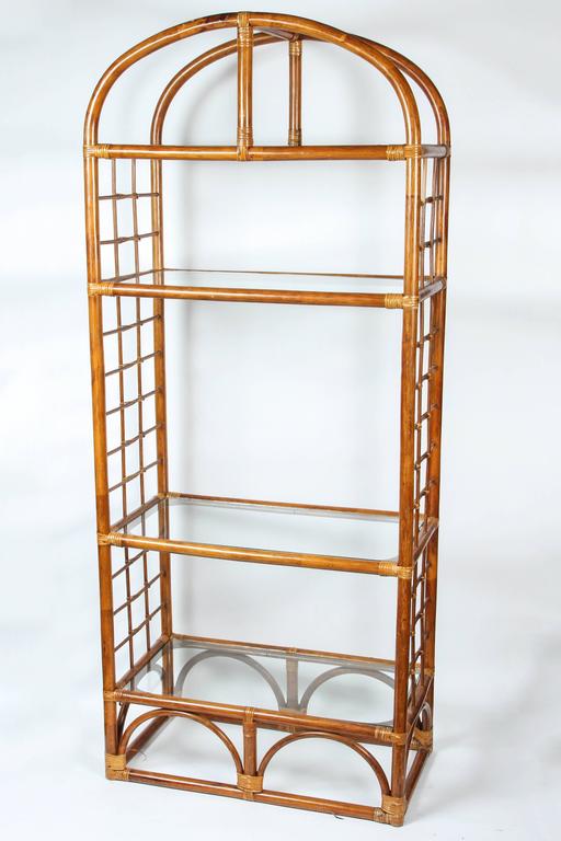 Vintage Rattan Standing Shelf at 1stDibs