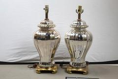 Pair of Mercury Glass Ginger Jar Lamps