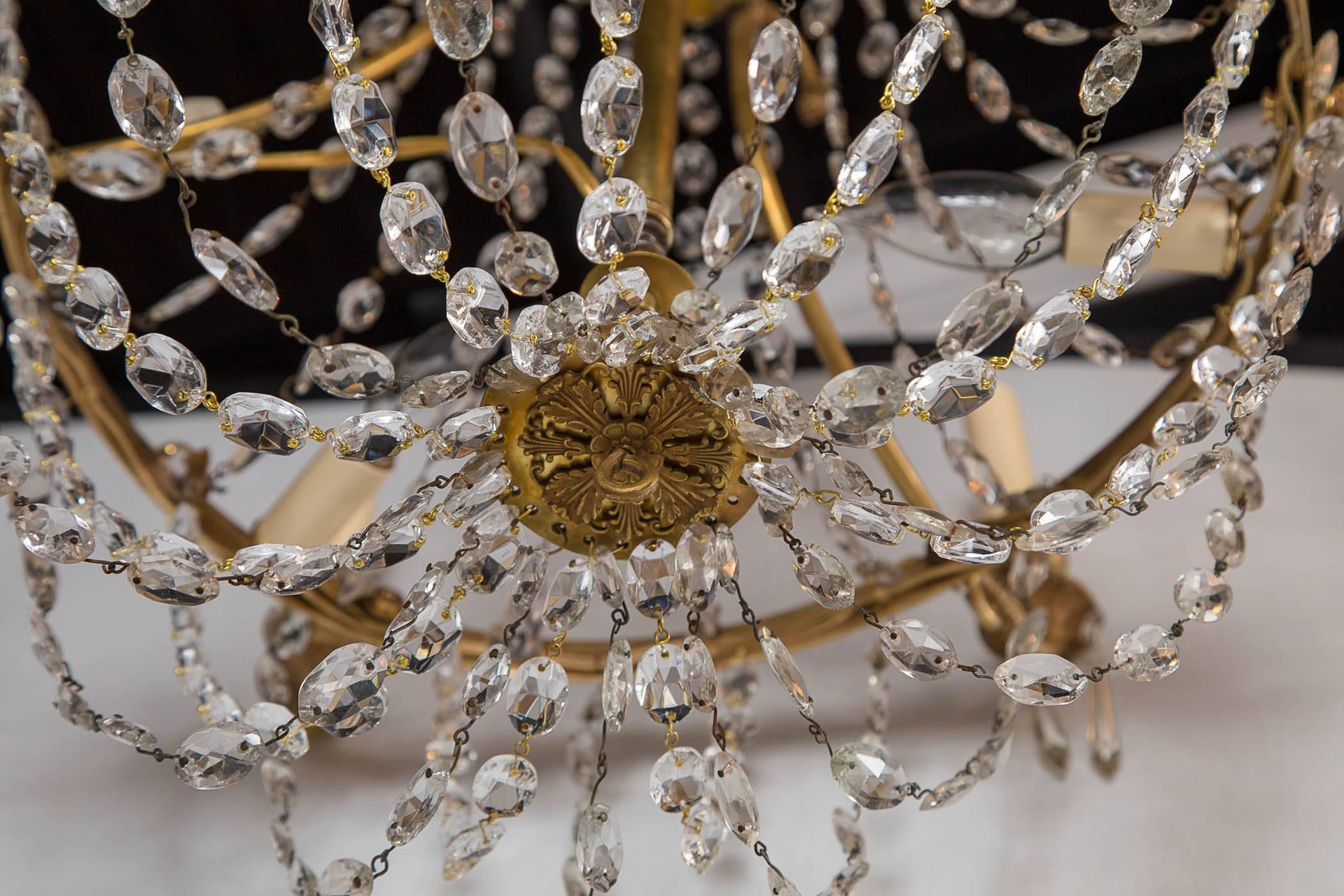 Swedish Empire Style Chandelier with Crystals For Sale 2