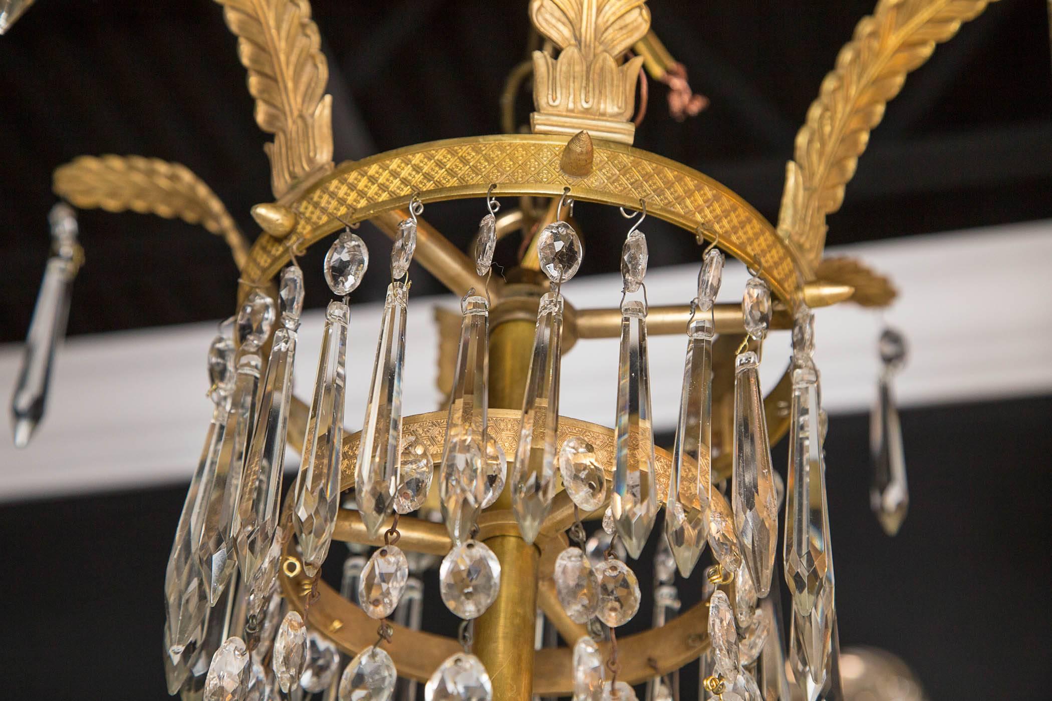 Swedish Empire Style Chandelier with Crystals For Sale 3