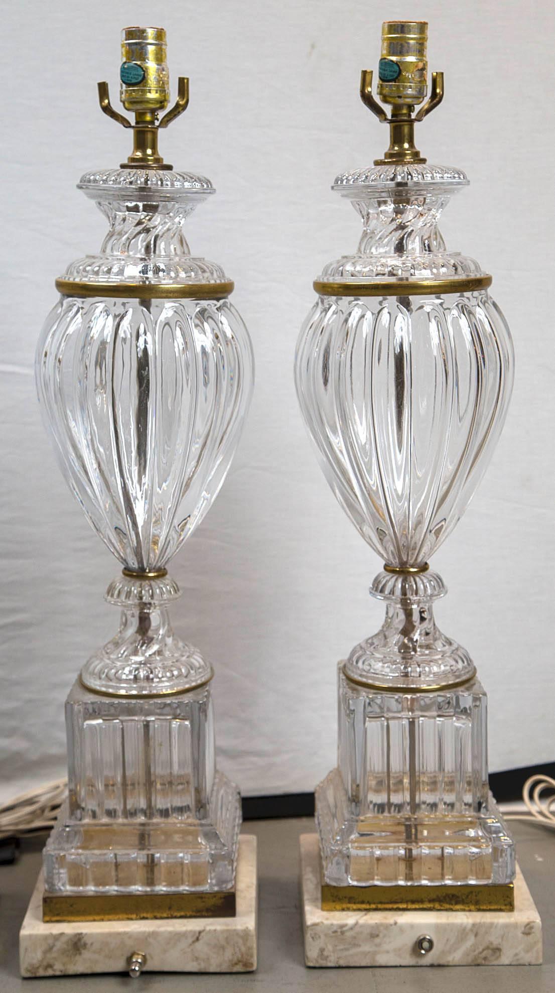 1930, French Molded Glass Table Lamps In Excellent Condition For Sale In Stamford, CT