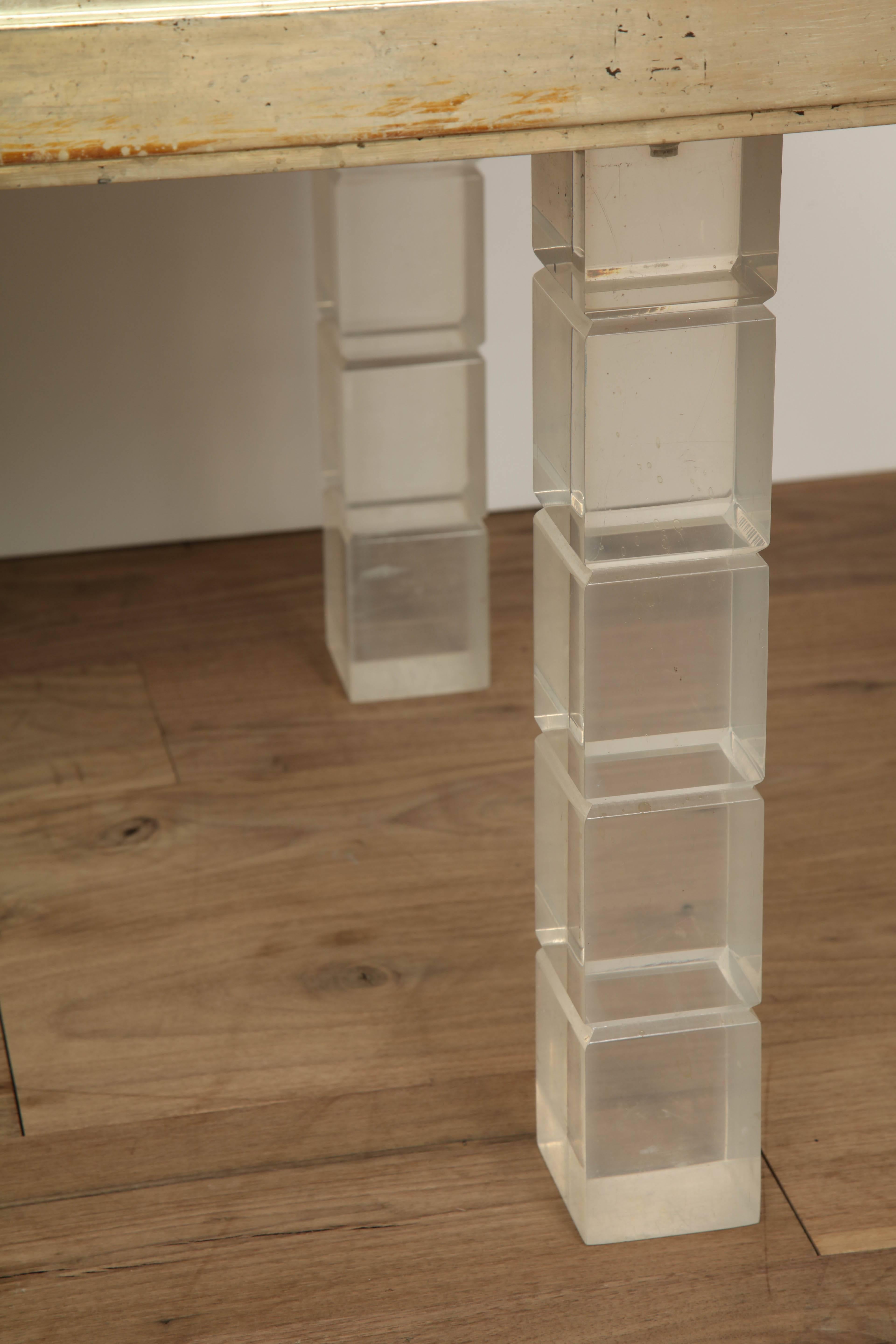 Mid-20th Century Lucite and Gessowork Coffee Table