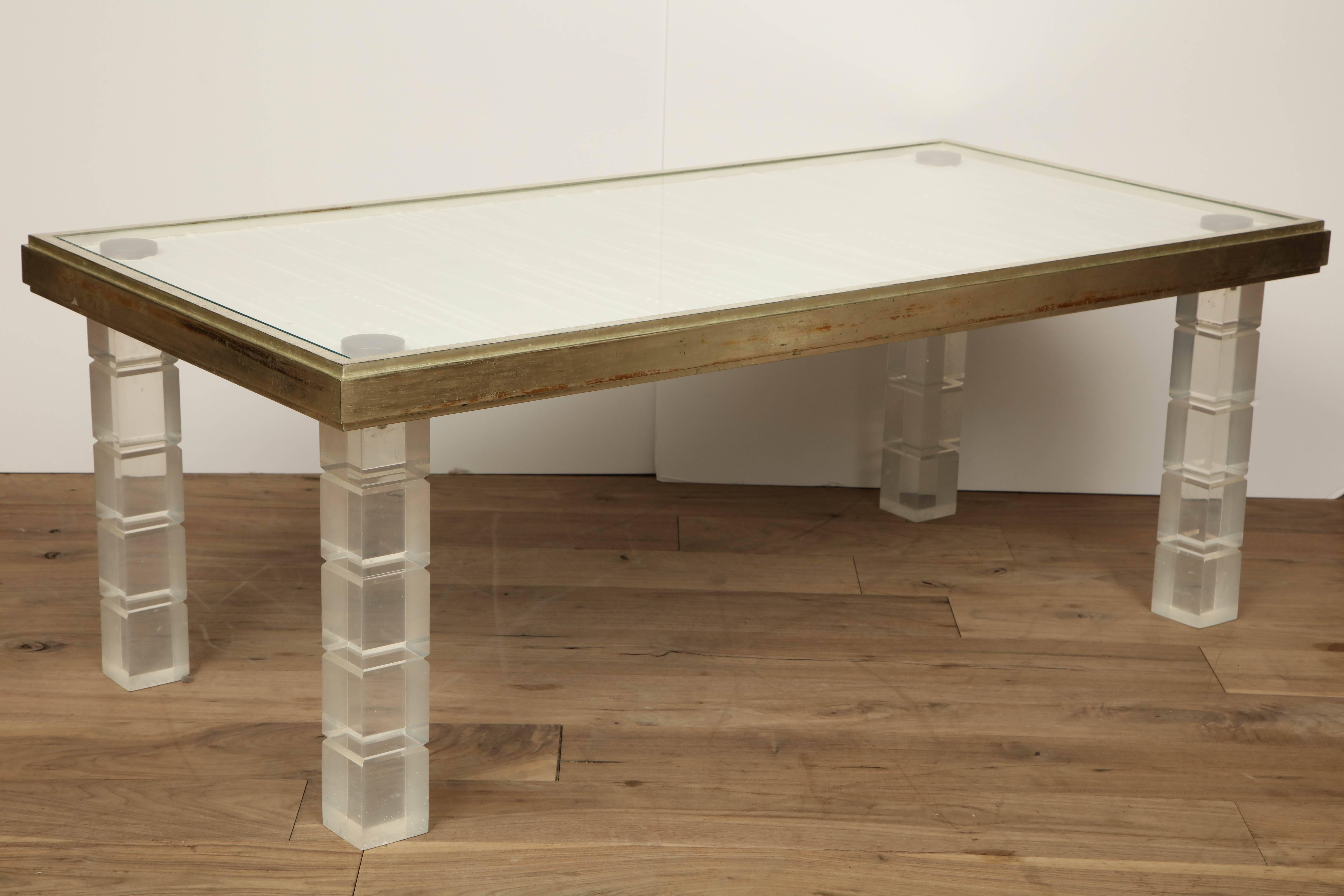 Lucite and Gessowork Coffee Table 1