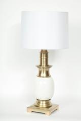 Stiffel Satin Brass and White Ceramic Lamps