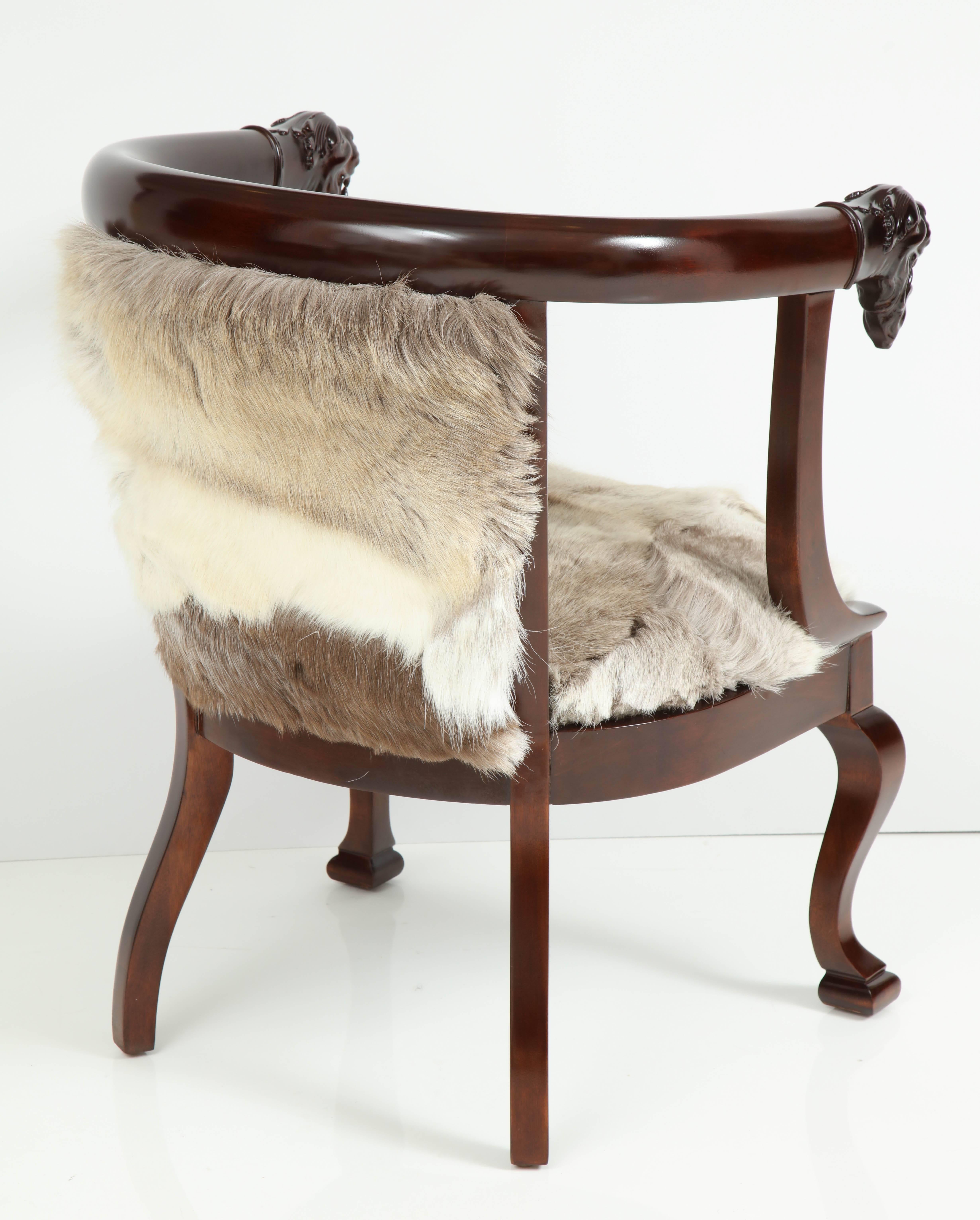 19th Century 19th C. Carved Lion Head Mahogany Club Chair