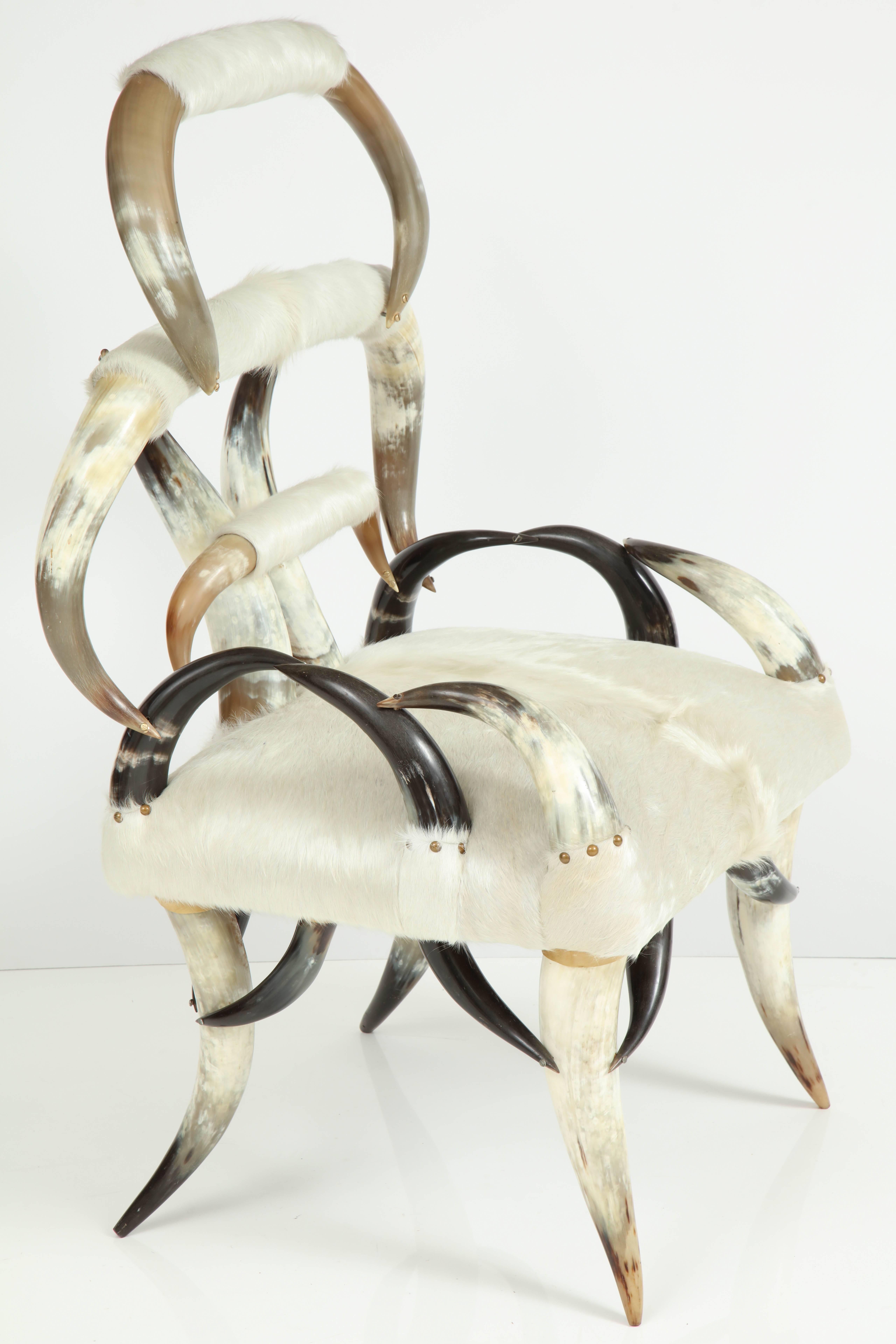 Cowhide Sculptural American Horn Chair
