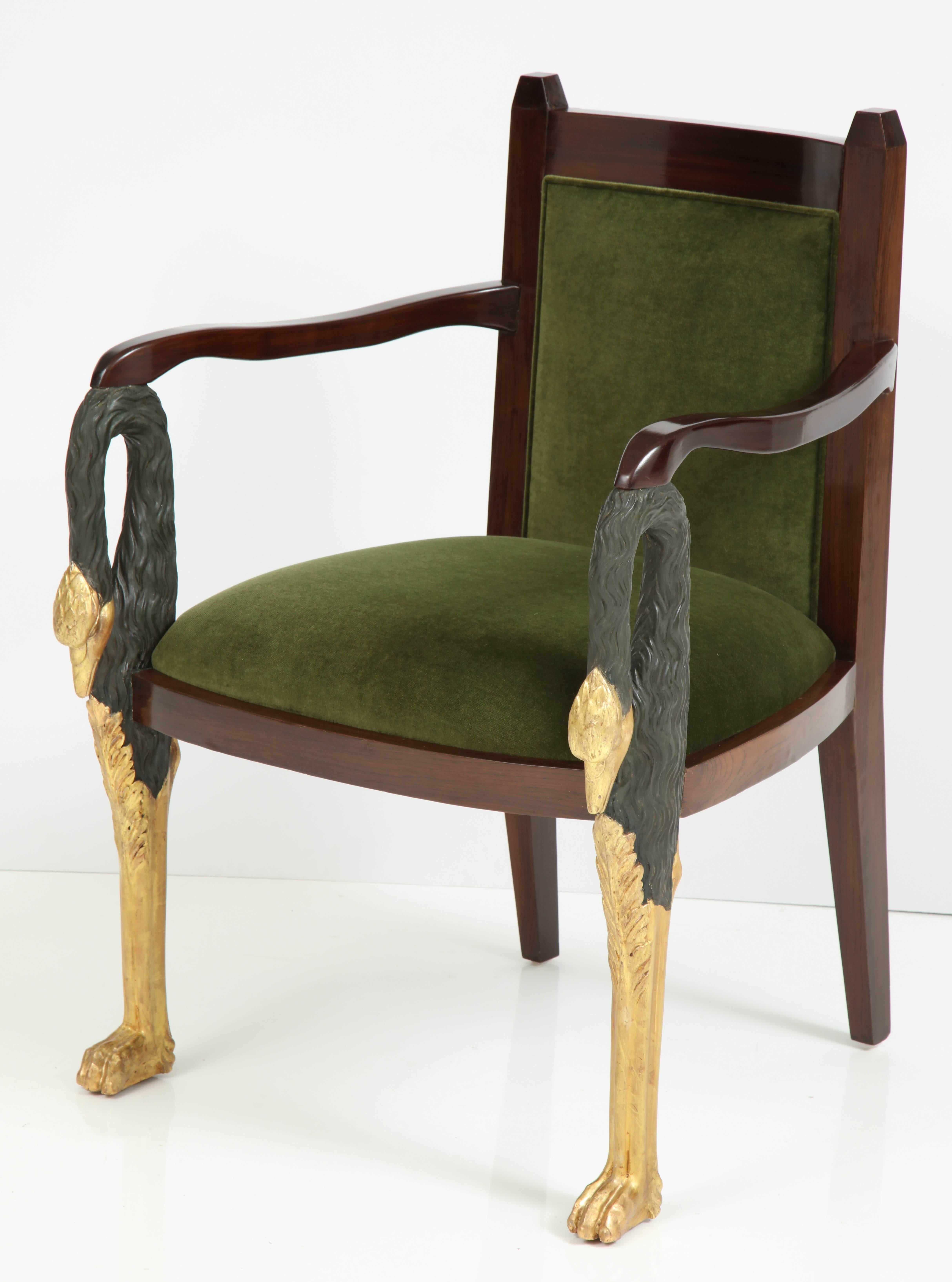 Sillón Dorado de Época Estilo Regencia Sueco Imperio en venta