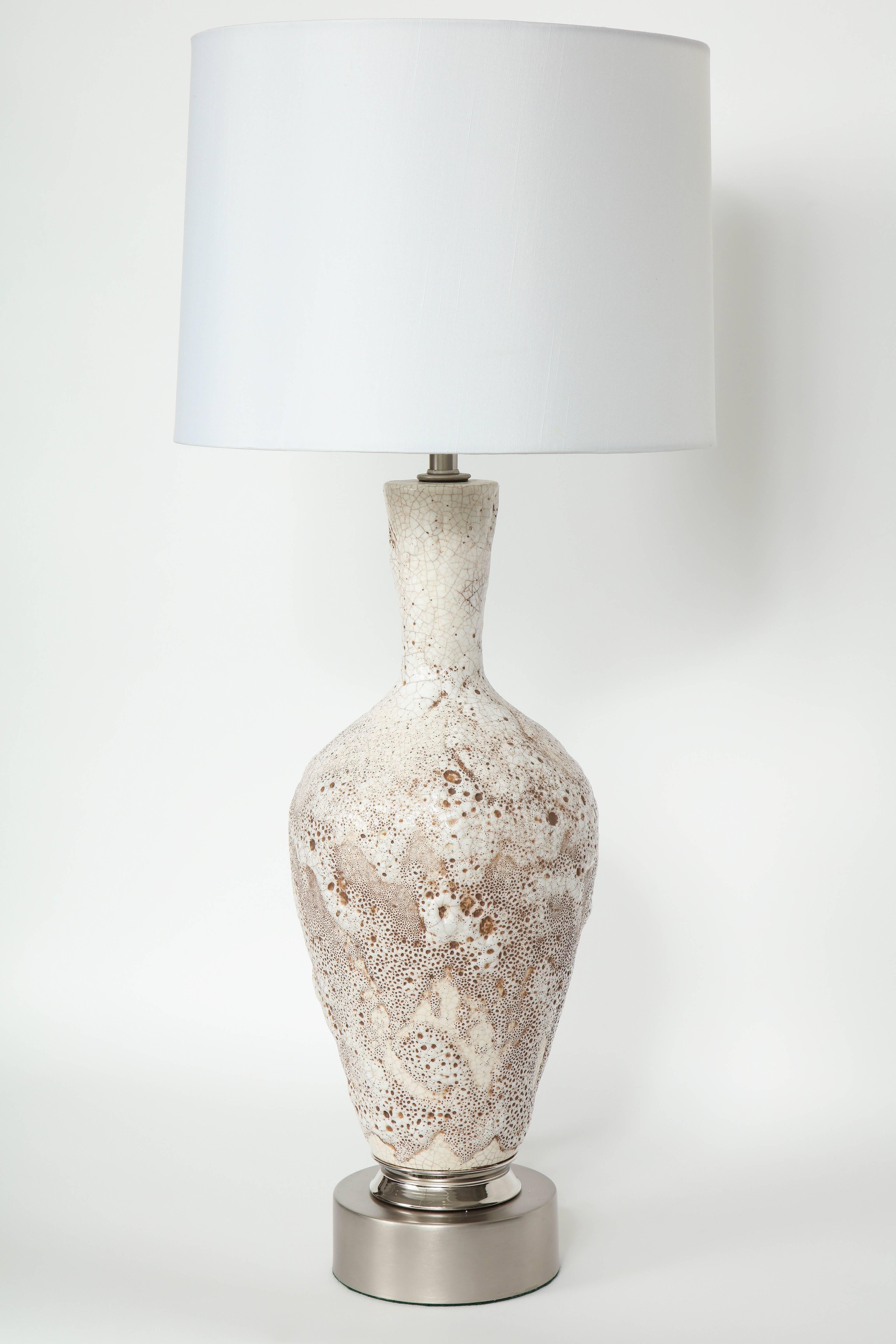 Mid-Century Modern Italian Mid-Century Froth Glazed Ceramic Lamps