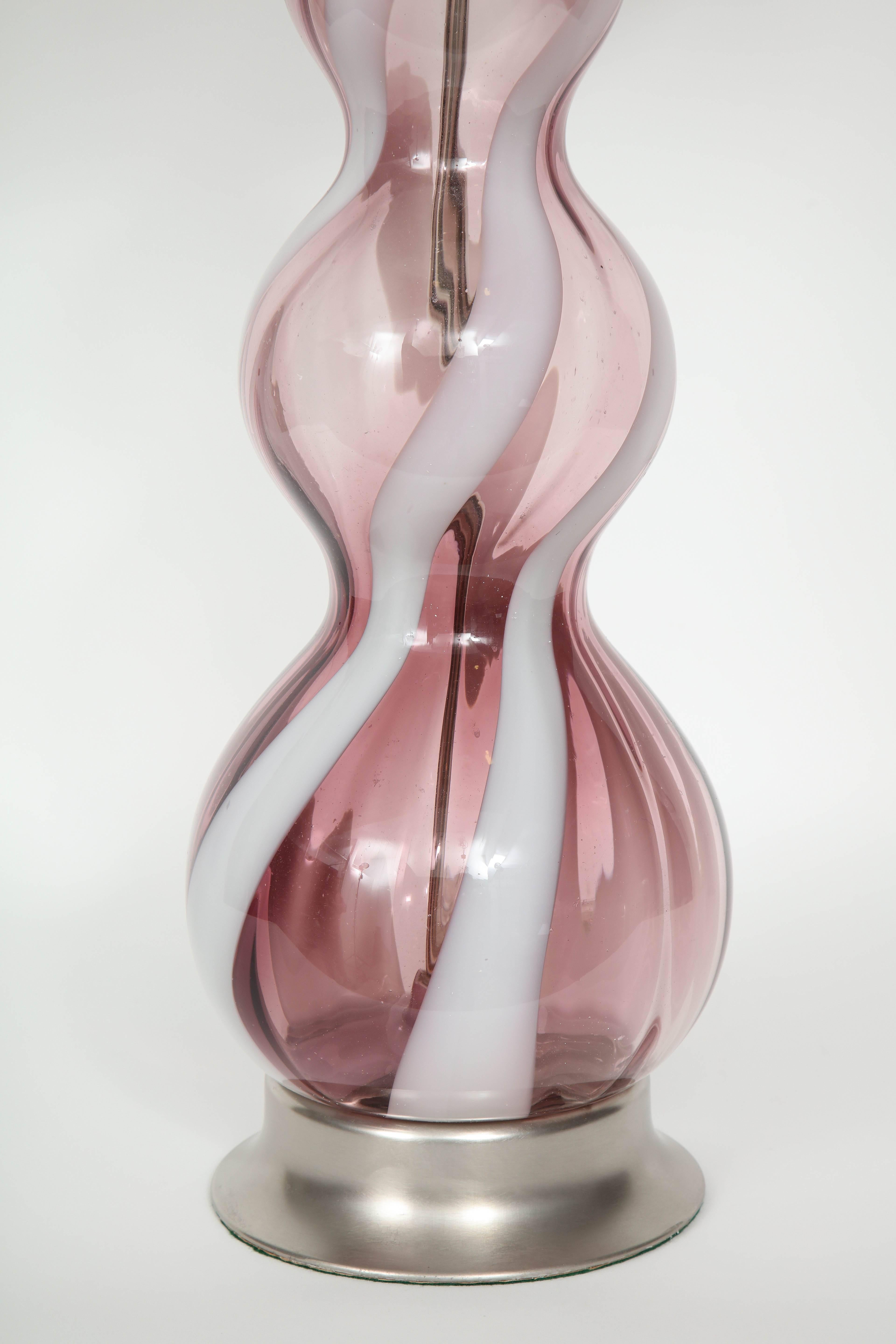 Mid-Century Modern Amethyst Murano Art Glass Lamps