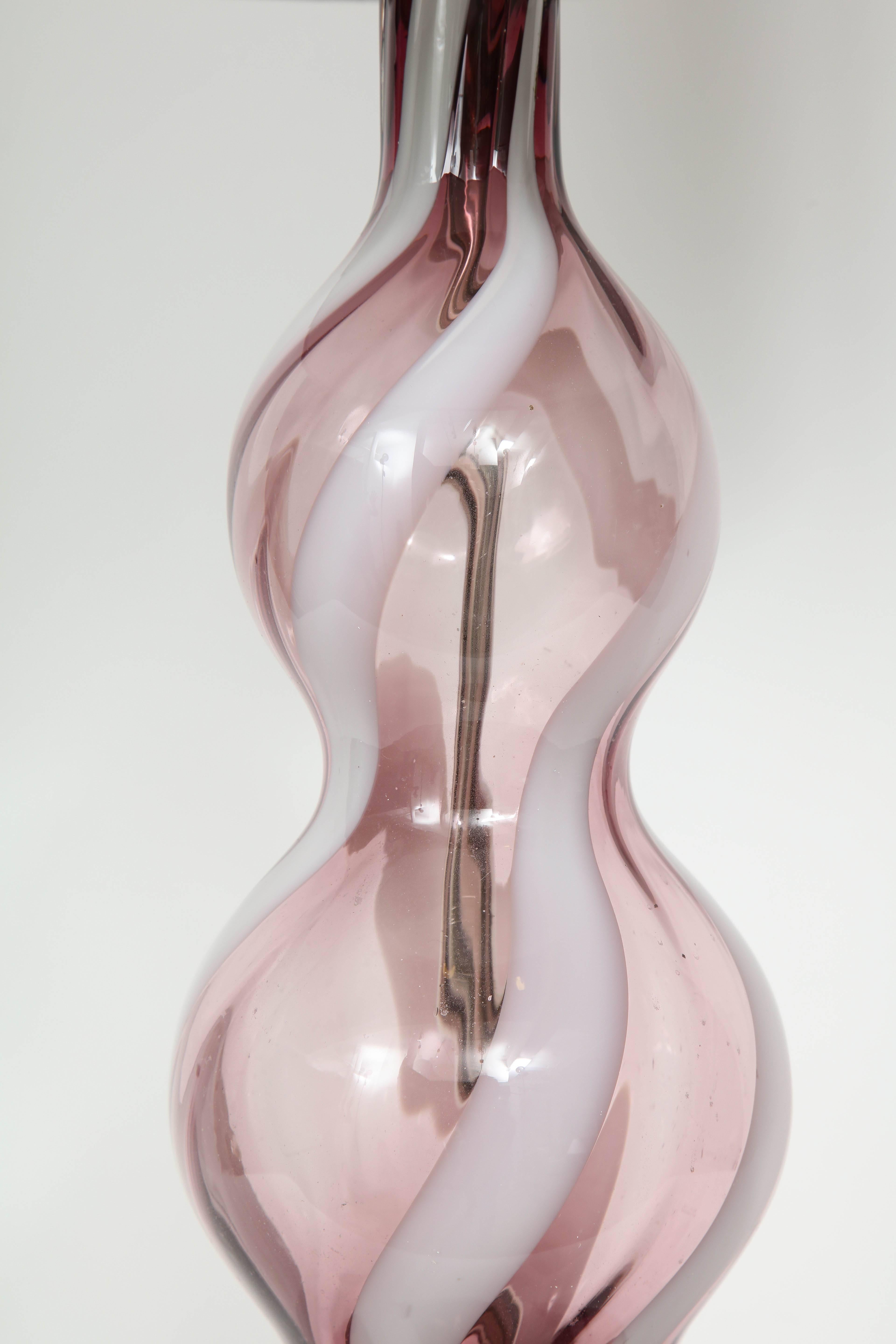 Italian Amethyst Murano Art Glass Lamps