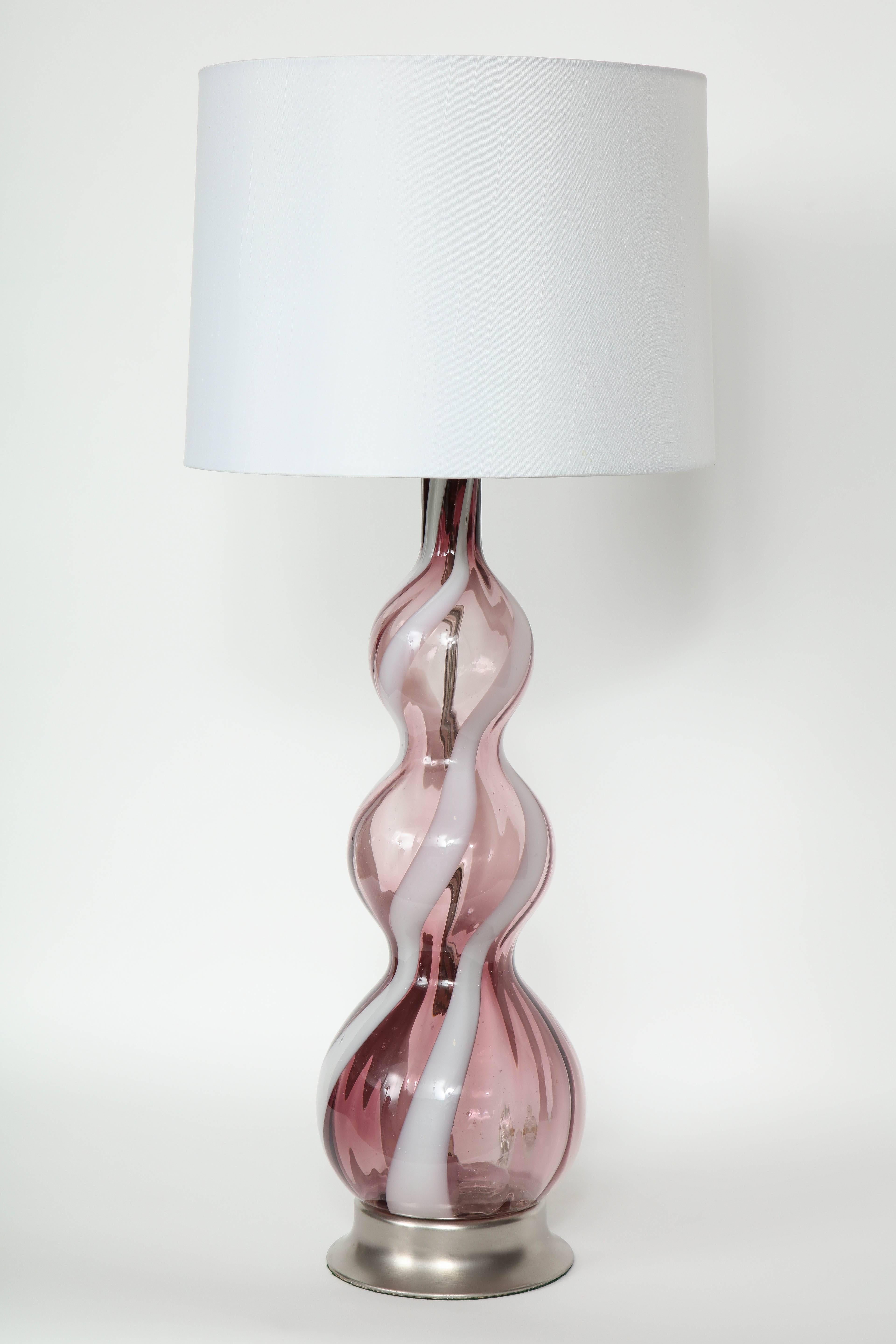 Amethyst Murano Art Glass Lamps In Excellent Condition In New York, NY