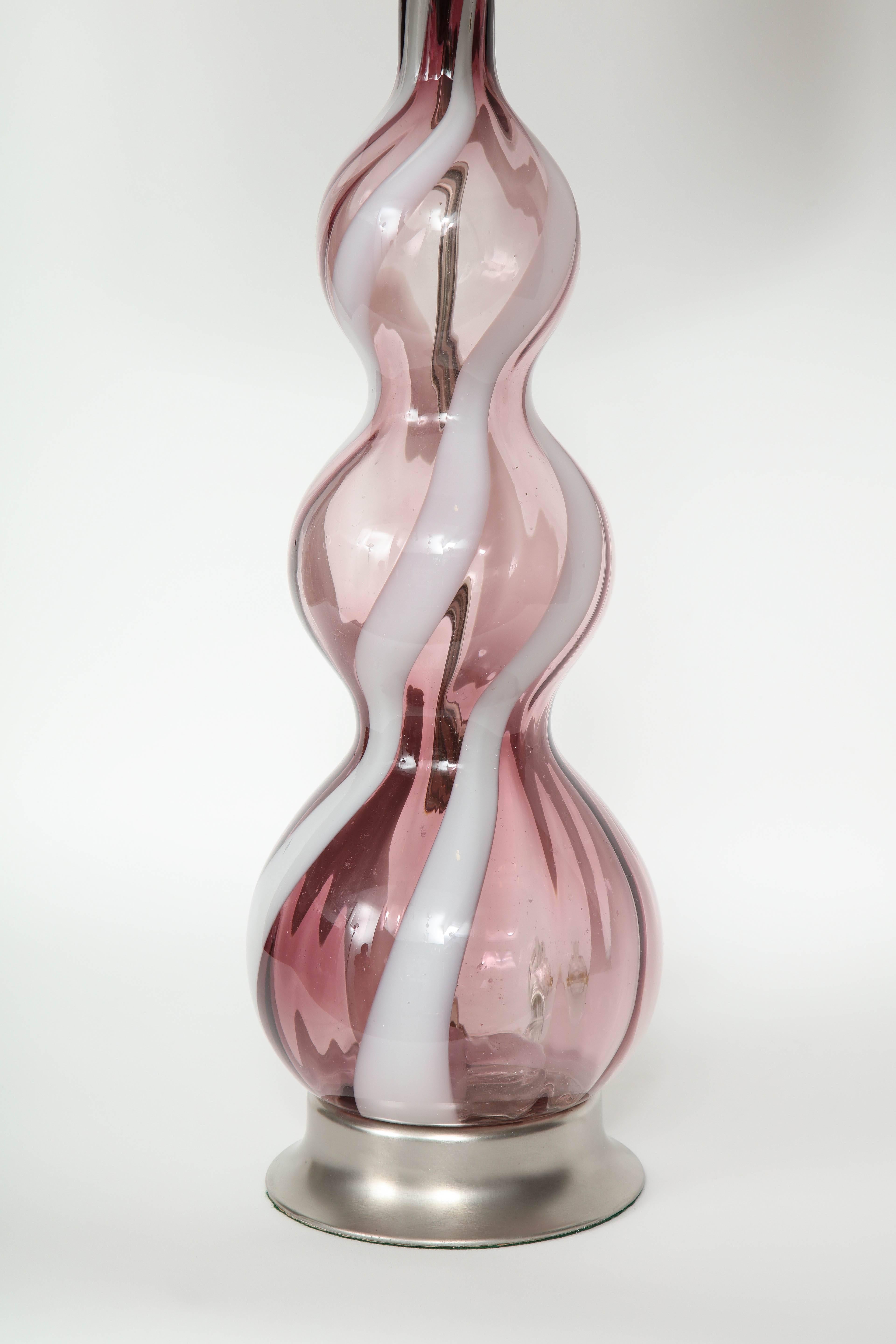 20th Century Amethyst Murano Art Glass Lamps