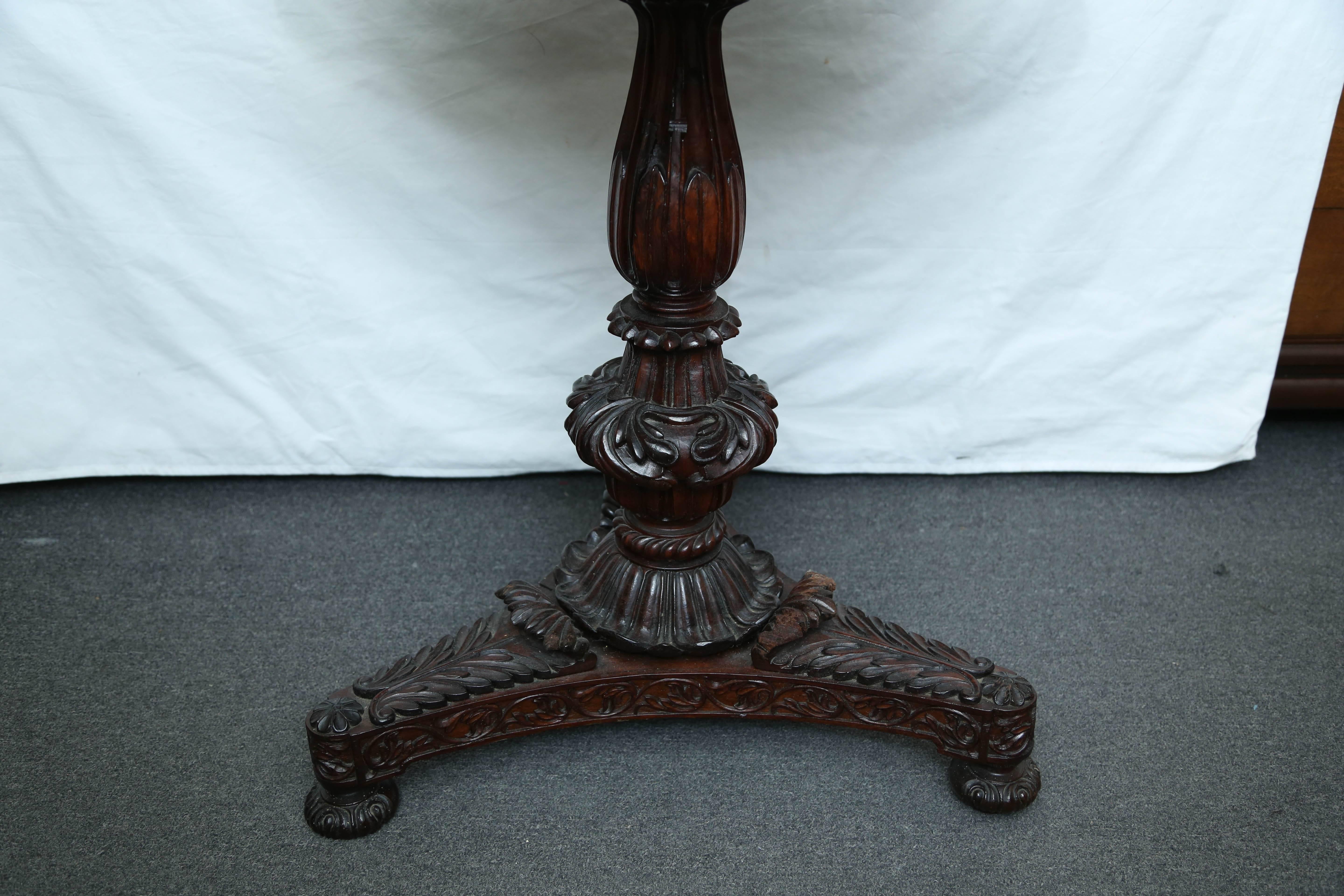 Hand-Carved Superb British Colonial Ceylonese Tilt-Top Table