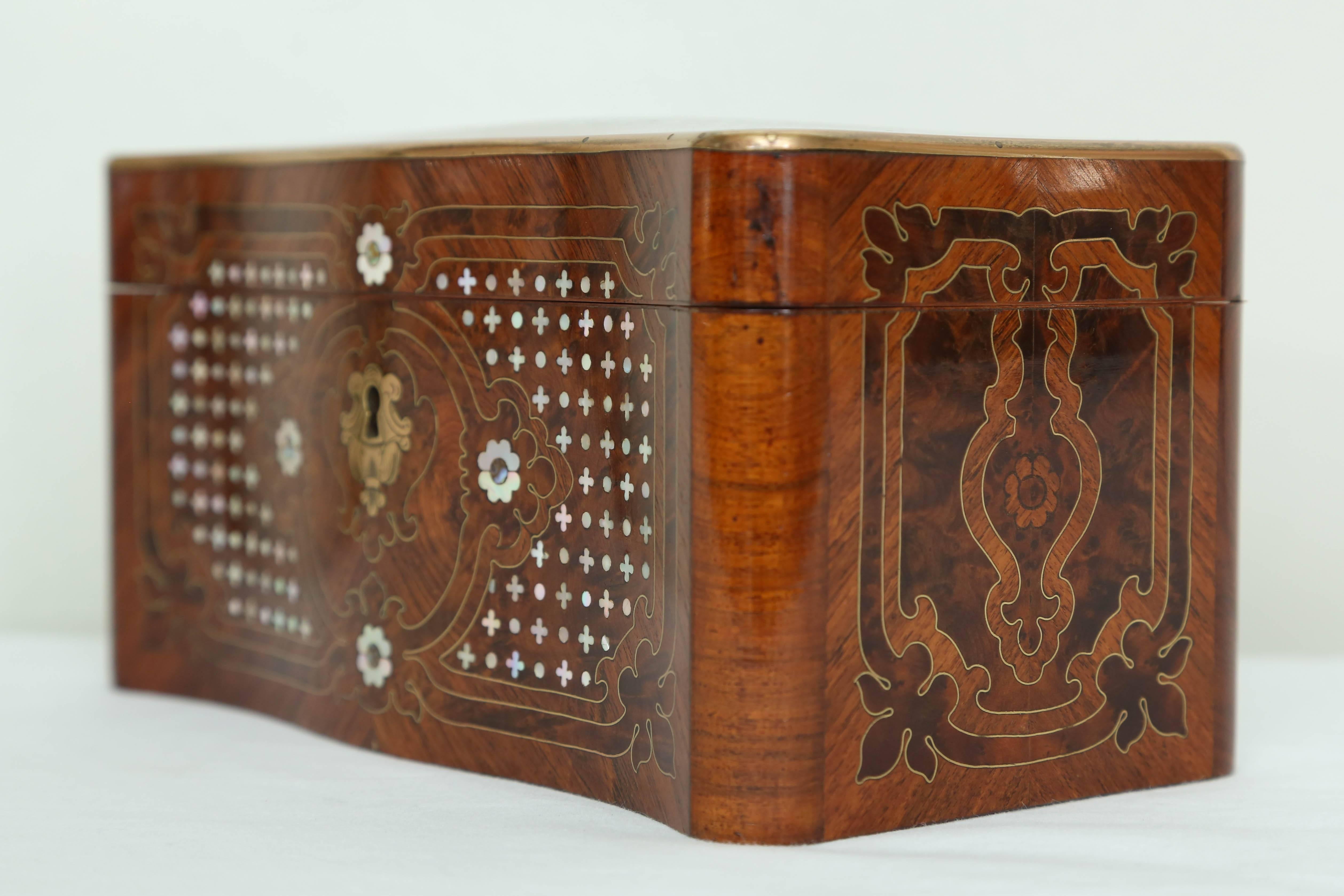 Wood Superb Napoleon III Inlaid Tea Caddy