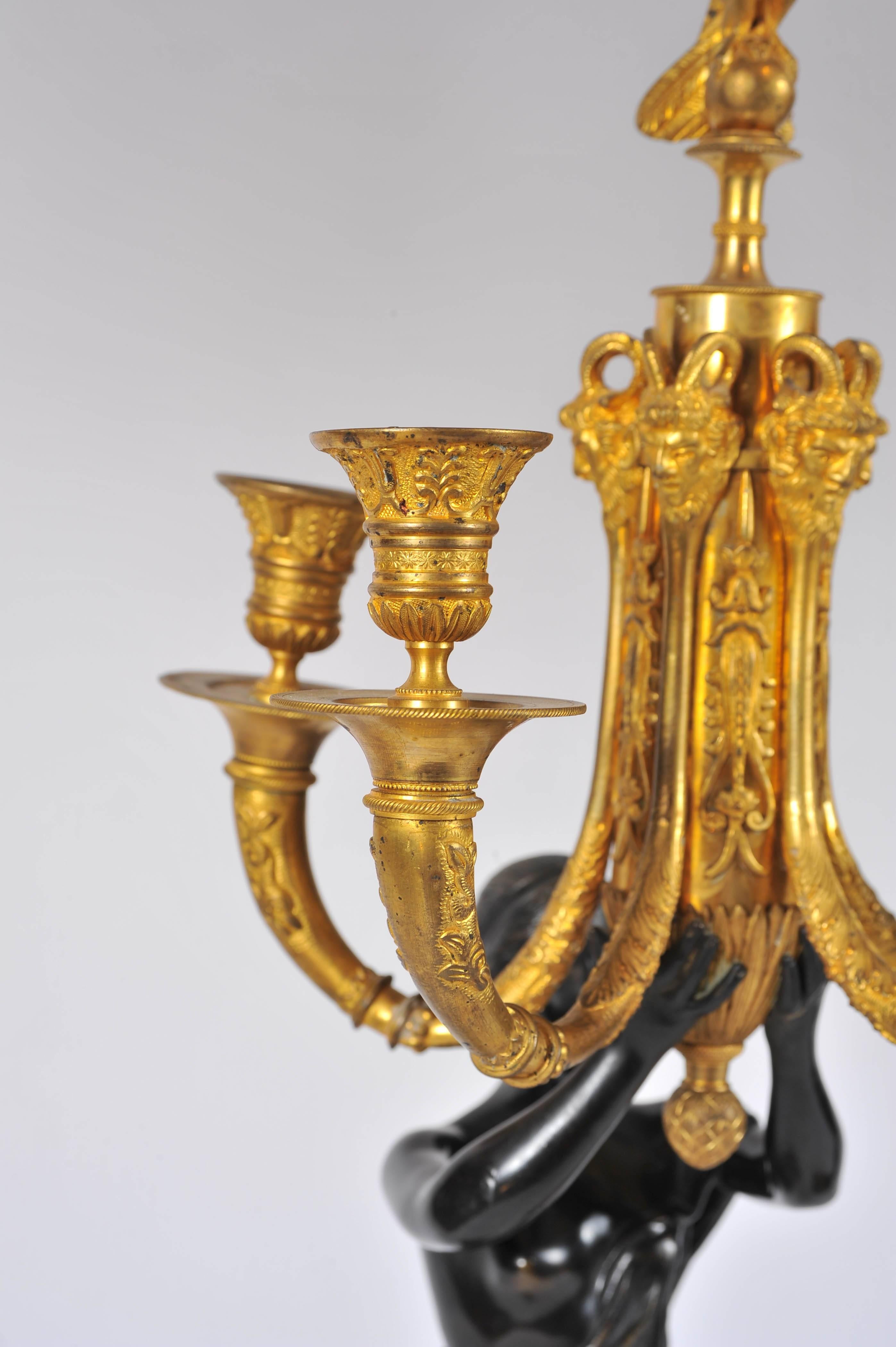 Pair of Russian Bronze and Ormolu Candelabra of Classical Form 3