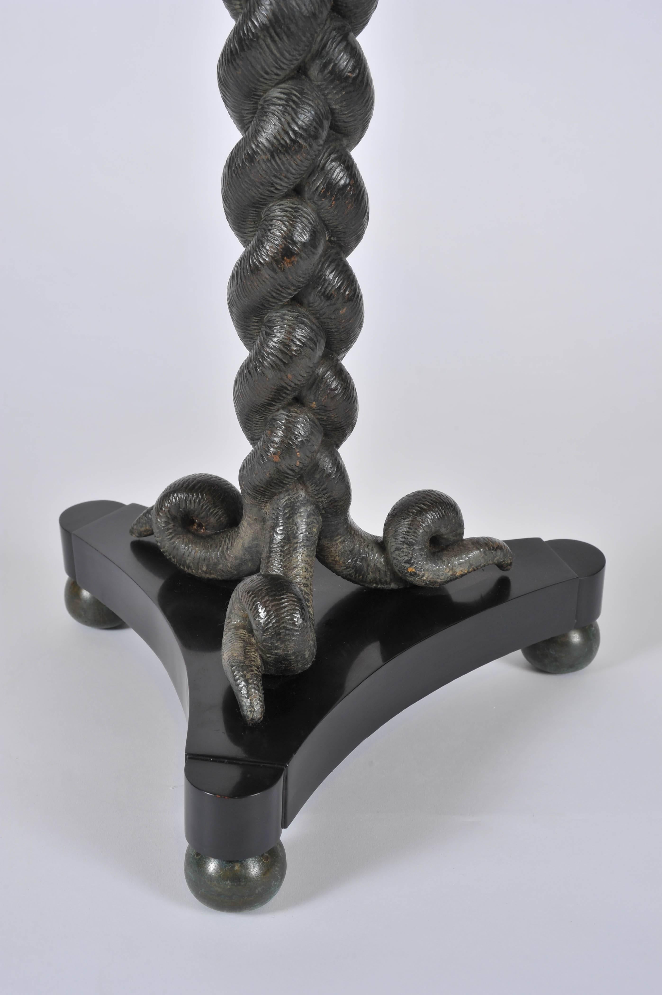 Brass Regency Period Early 19th Century Marble-Top Table with Serpent Support For Sale