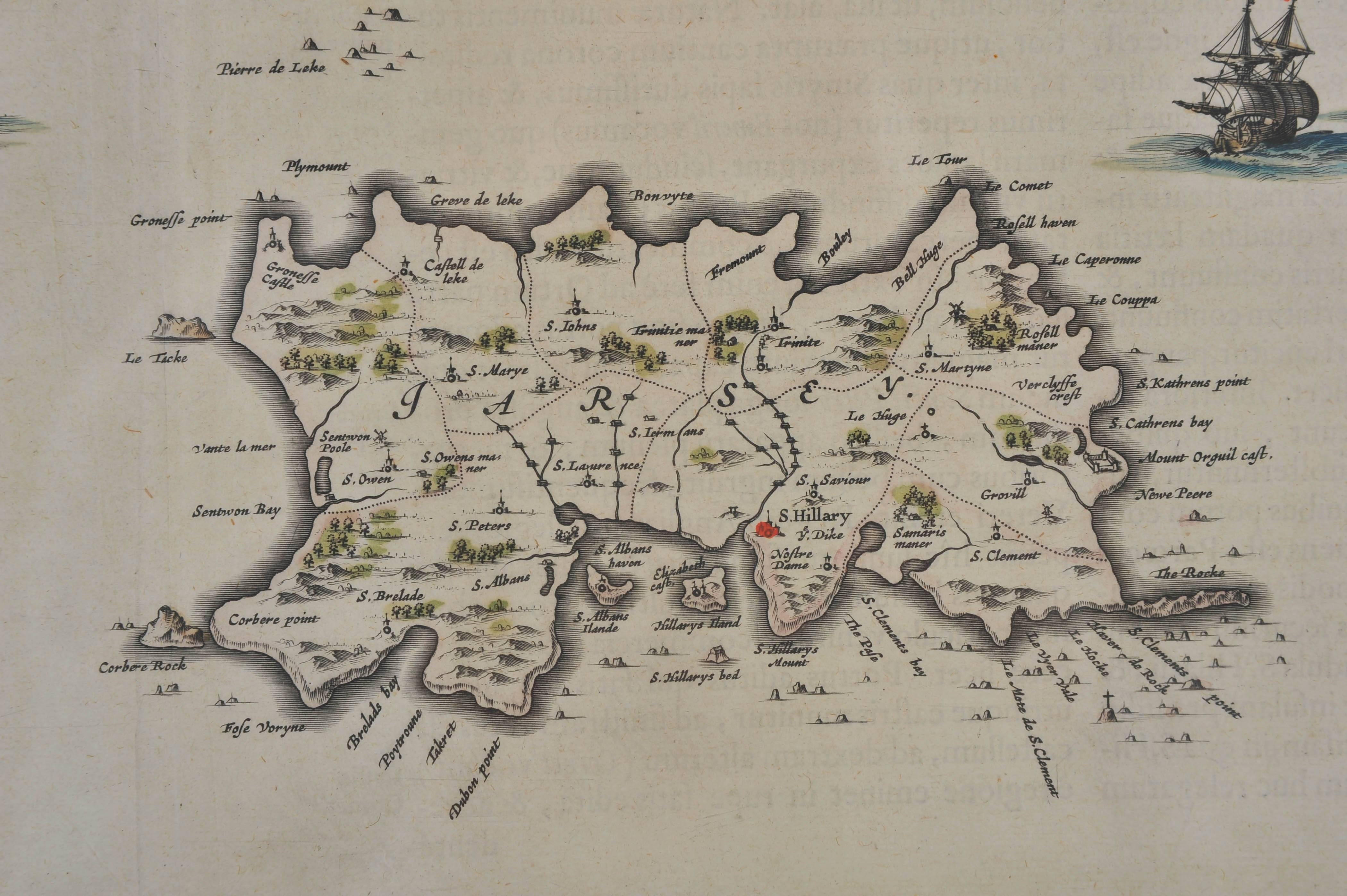 18th Century and Earlier Two 17th Century Maps Showing Guernsey, Jersey, Farne and Holy Island For Sale