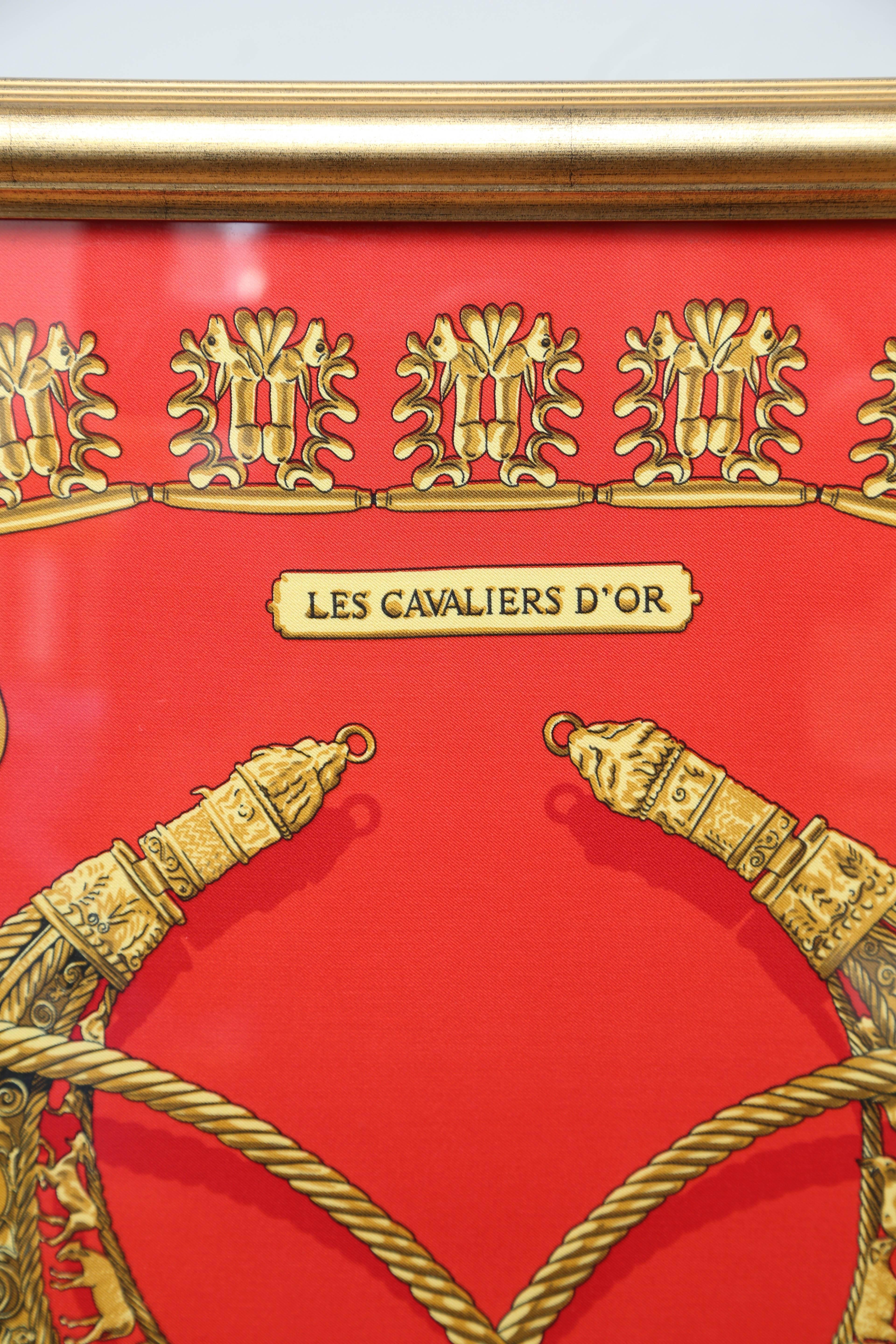 Vintage Les Cavaliers D' or Framed Scarf by Hermes 1