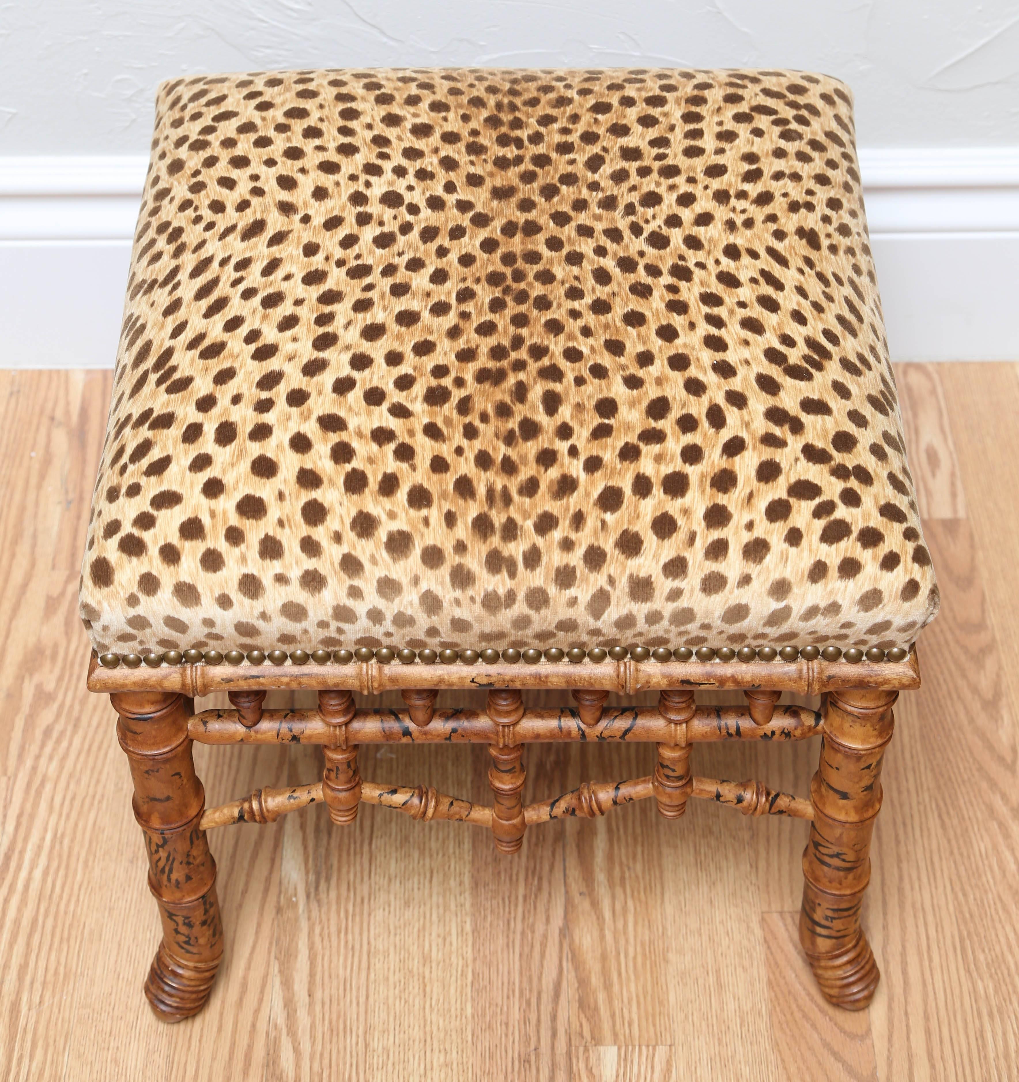 Faux Bamboo Stool In Good Condition In West Palm Beach, FL