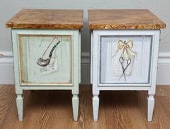 Coppia di cassapanche in miniatura Trompe L'oeil