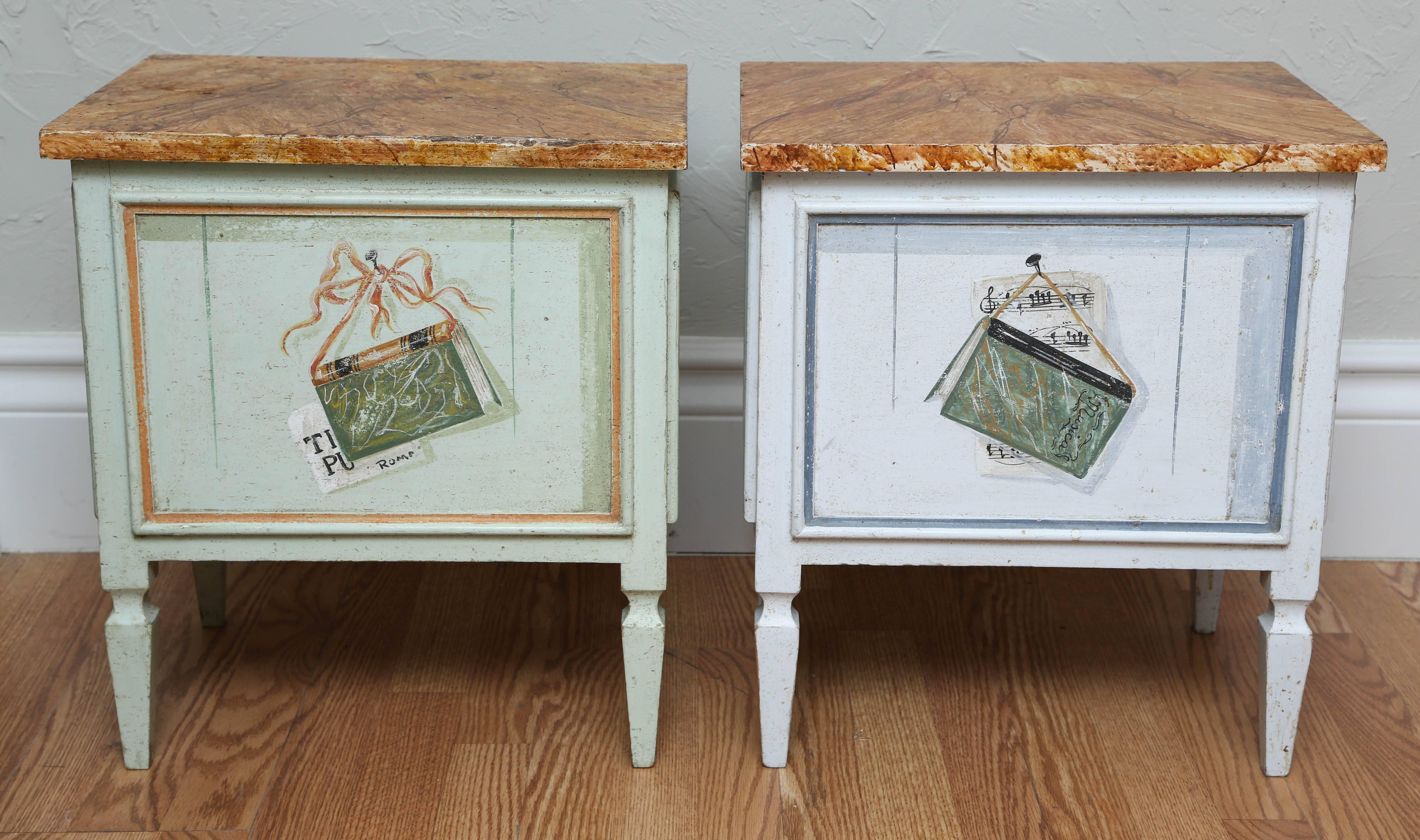 Pair of Trompe L'oeil Miniature Chests For Sale 4