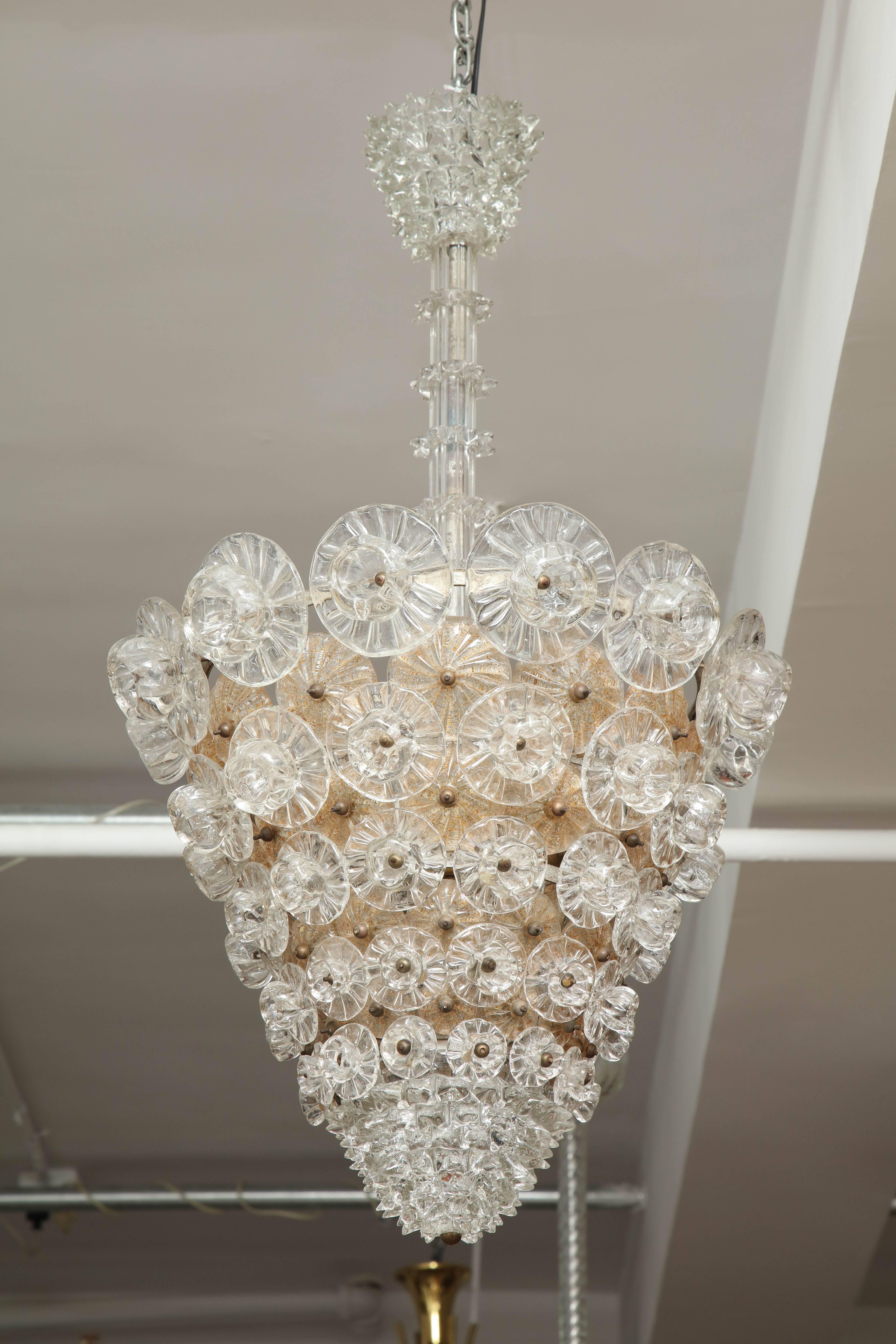 Art Deco Barovier & Toso chandelier made in Venice 1940 For Sale