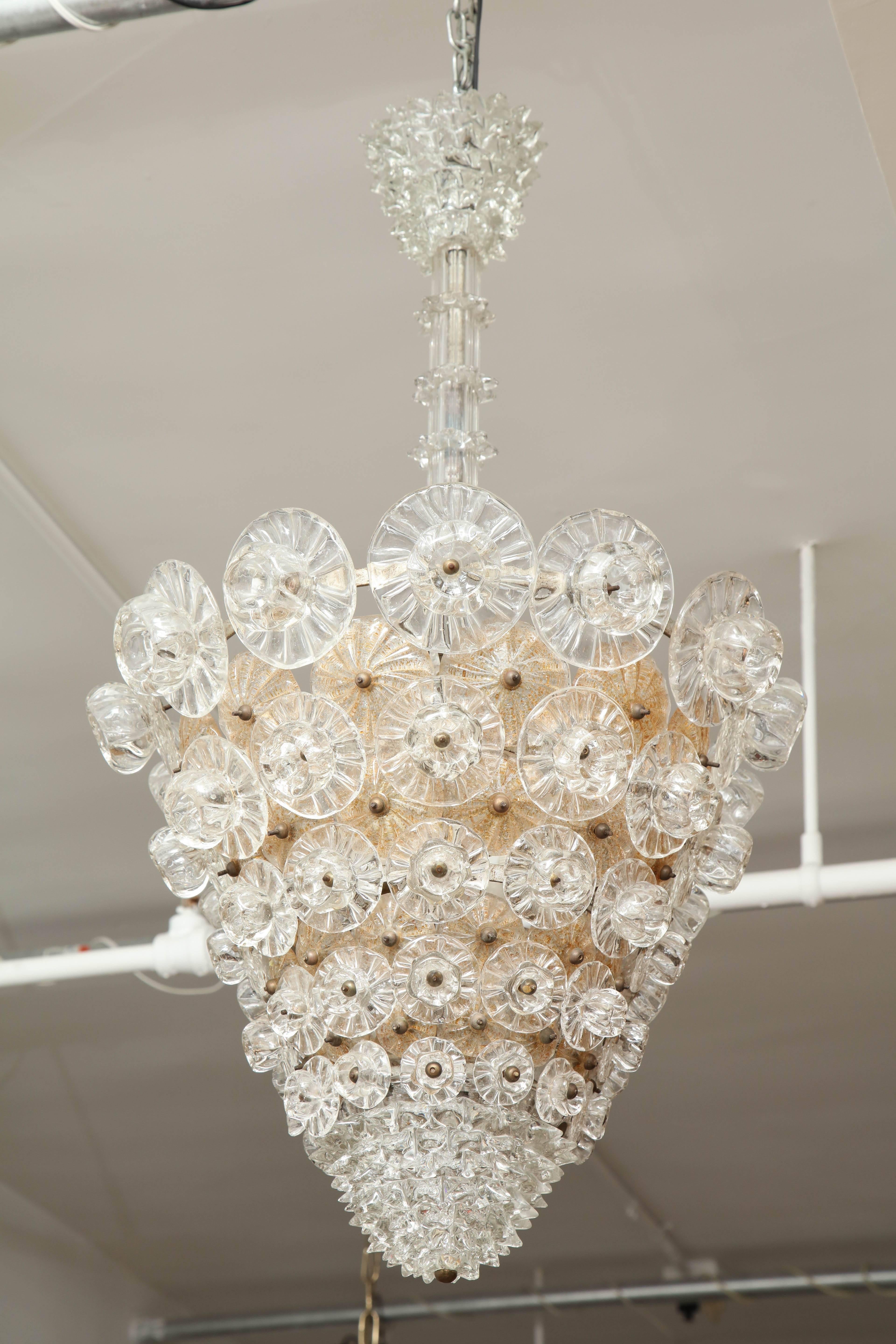 Italian Barovier & Toso chandelier made in Venice 1940 For Sale