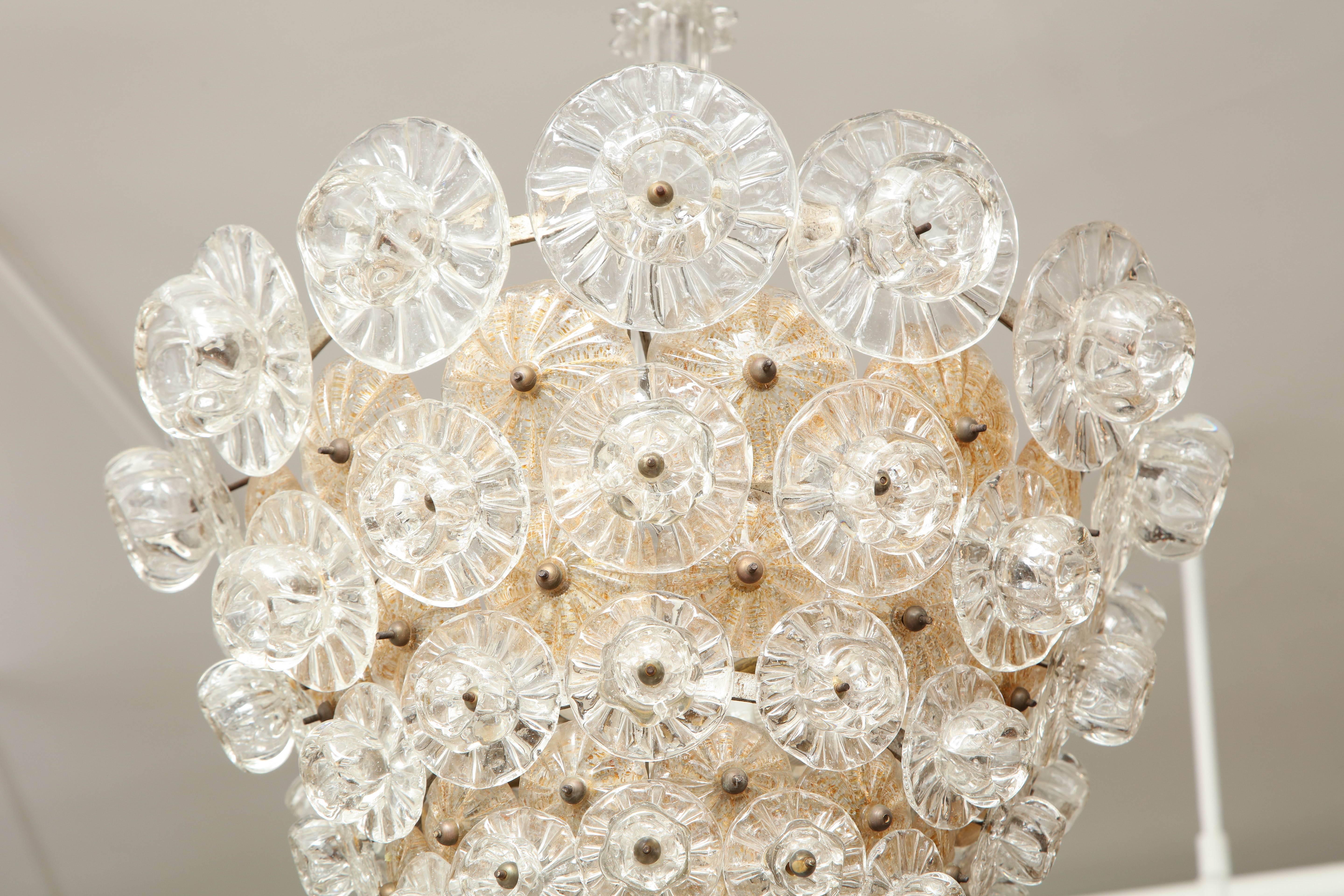Hand-Crafted Barovier & Toso chandelier made in Venice 1940 For Sale