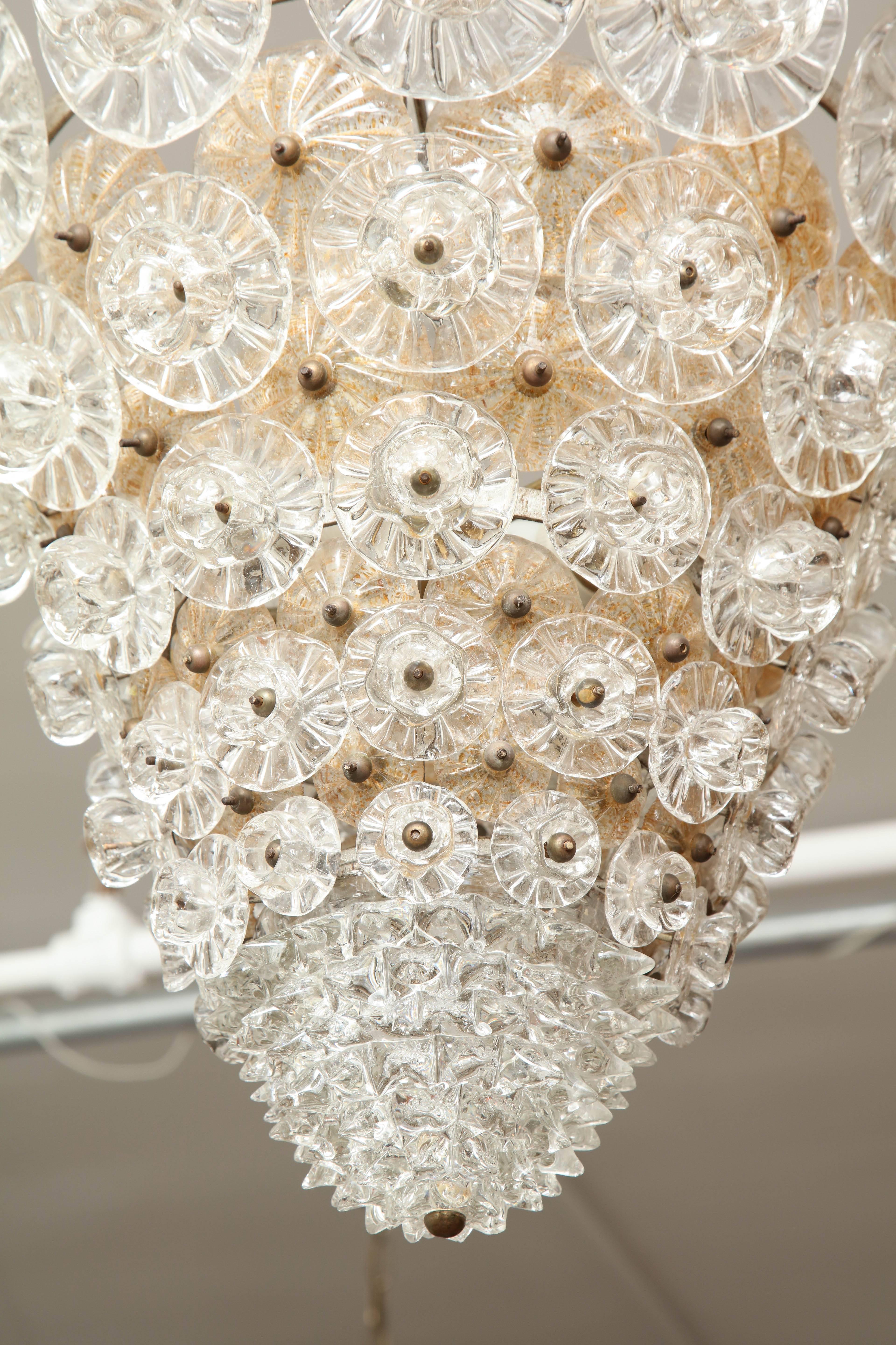 Mid-20th Century Barovier & Toso chandelier made in Venice 1940 For Sale